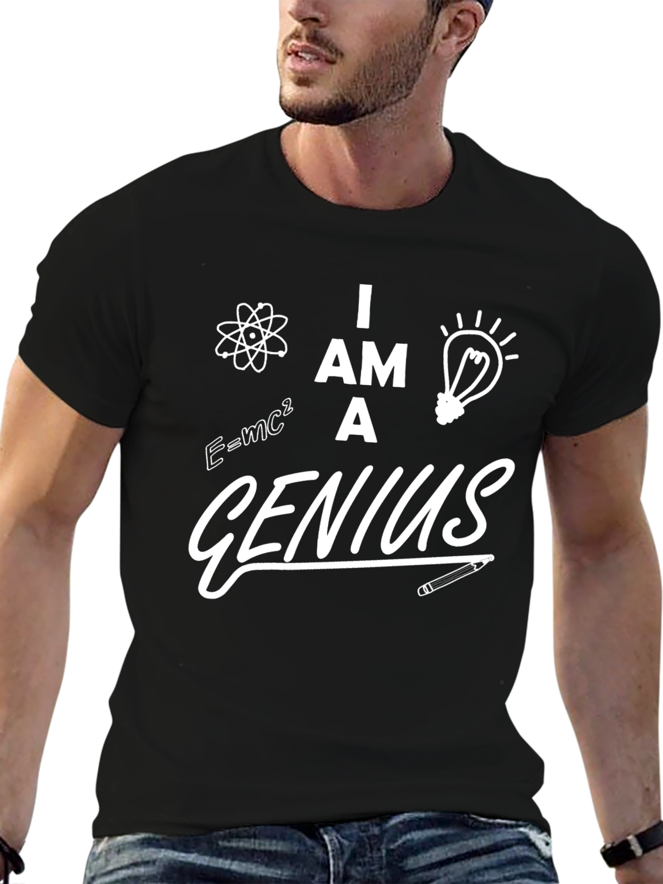 Black I am a Genius Graphic T-Shirt view 6