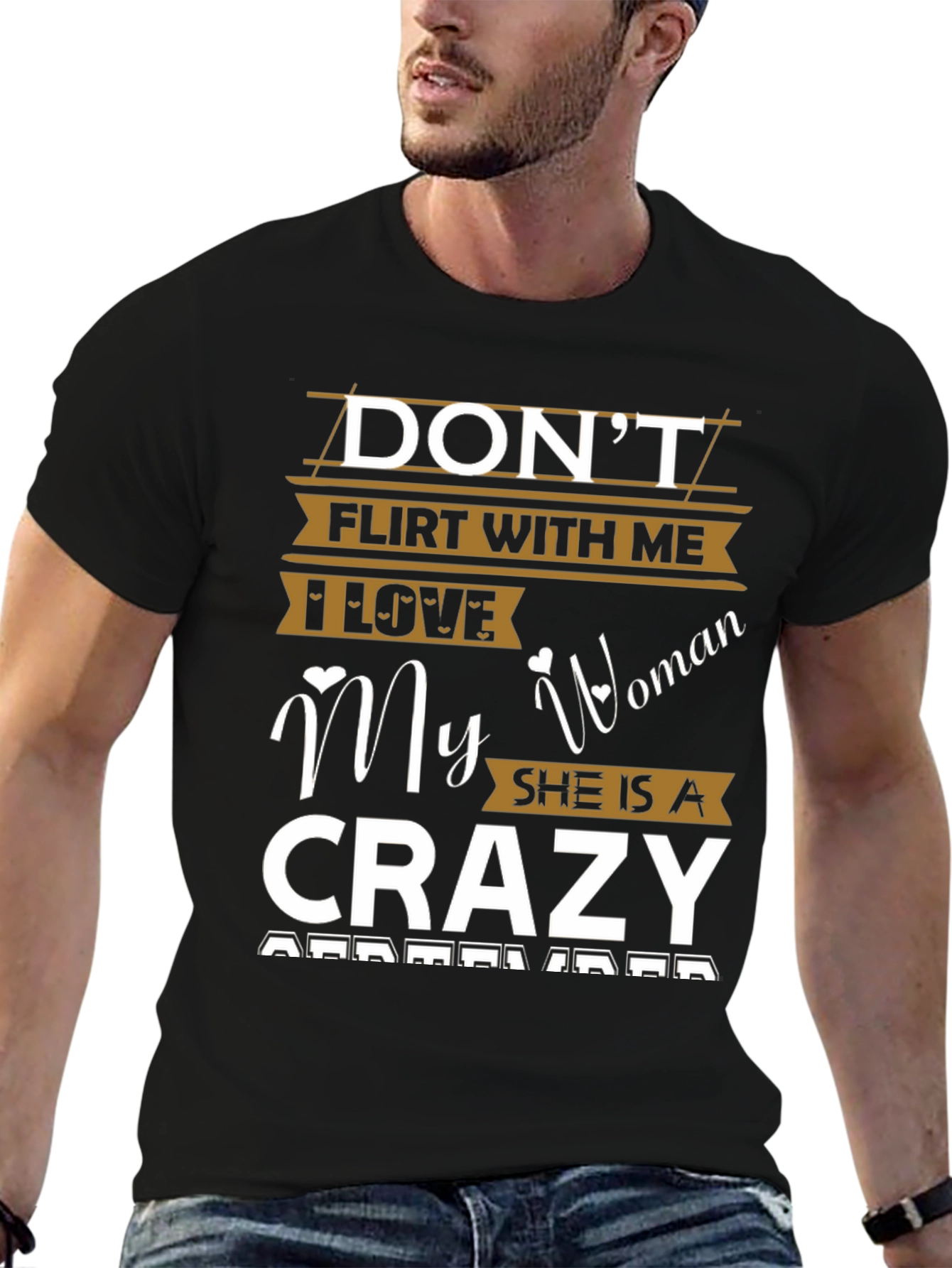 Black Don't Flirt With Me Crazy Woman T-Shirt view 6