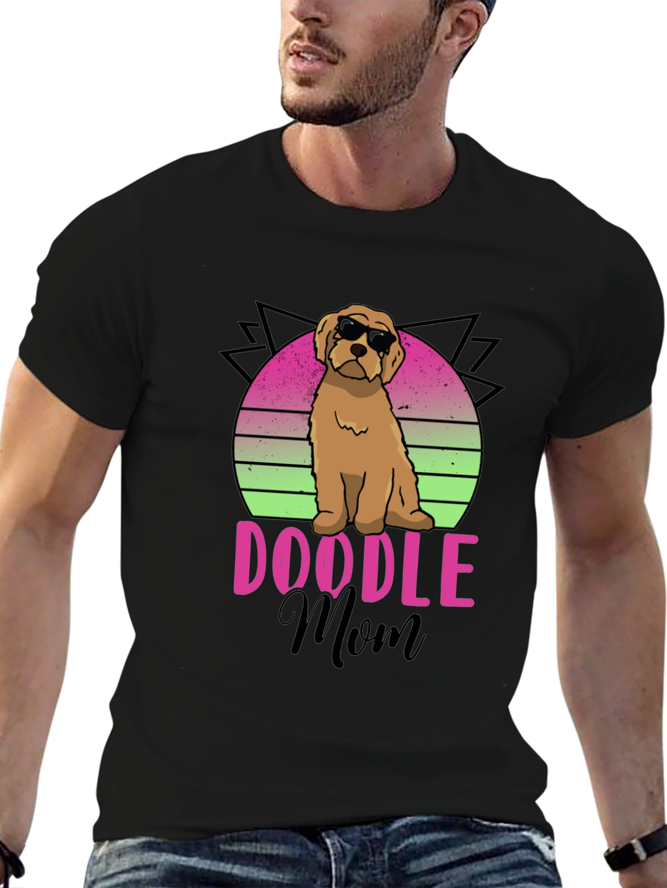 Black Doodle Mom Black T-Shirt - Dog Lover Gift view 6