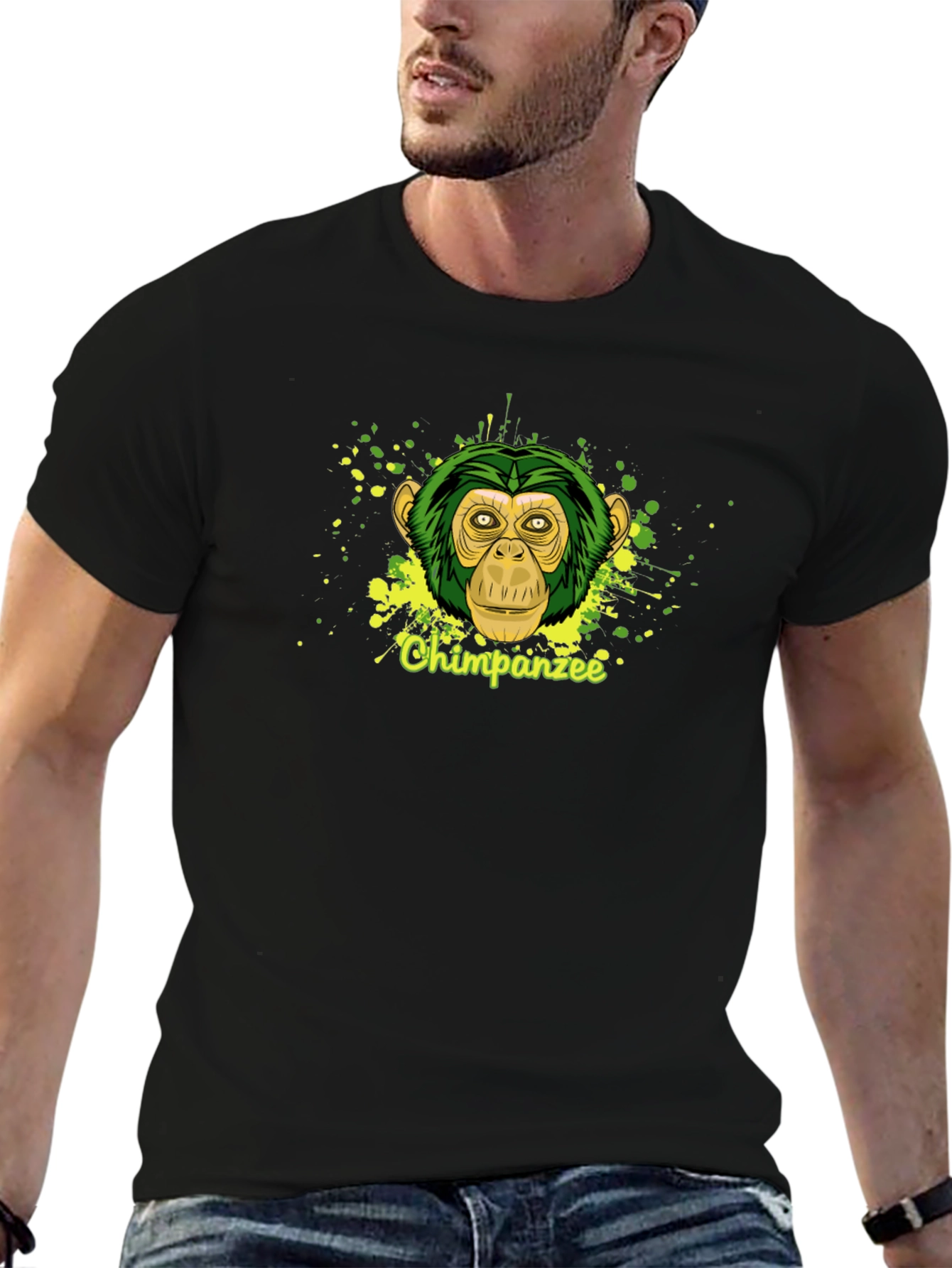 Black Chimpanzee Graphic Tee - Men's Black T-Shirt view 6