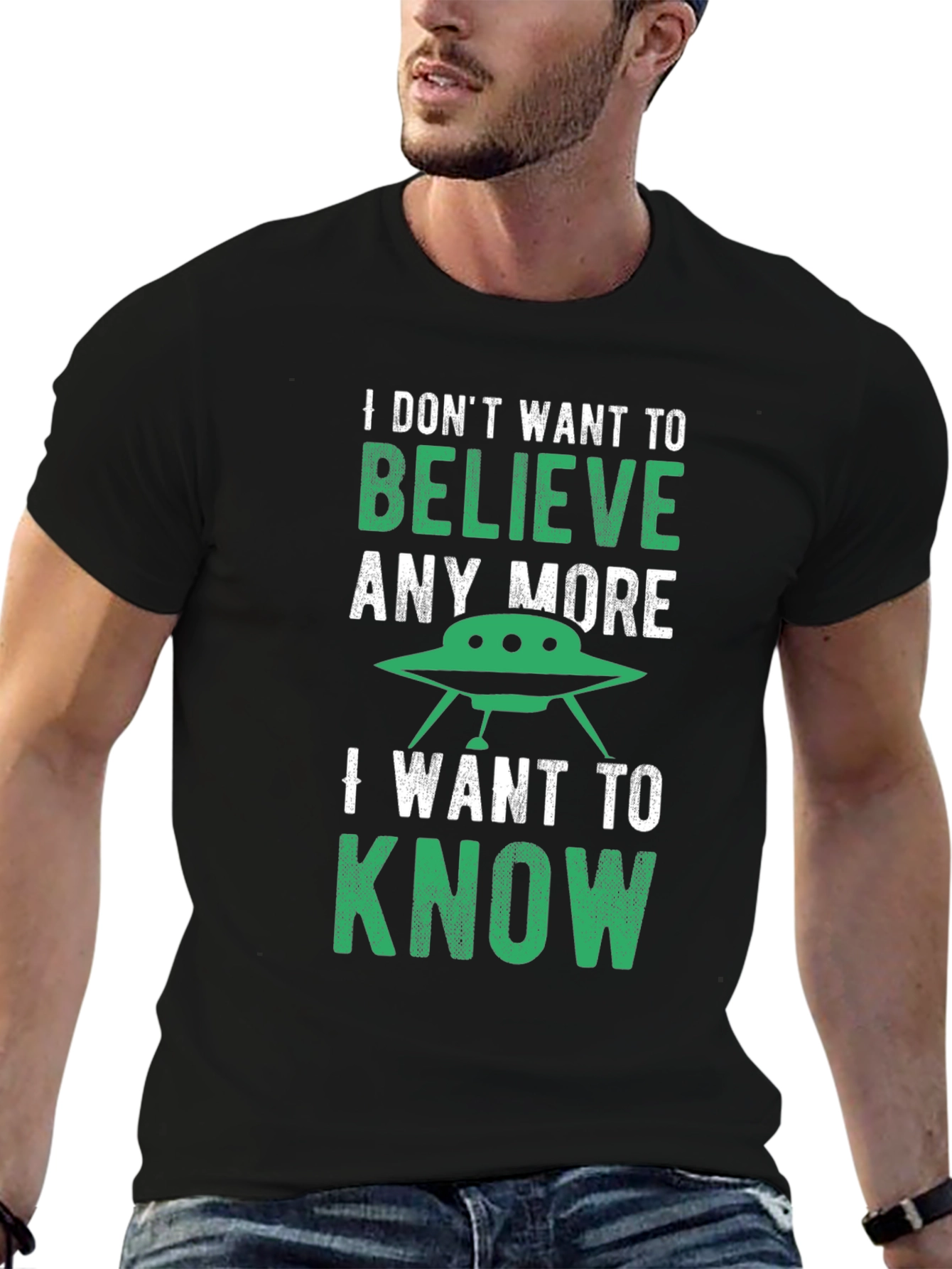Black I Want to Know UFO Graphic Tee view 6