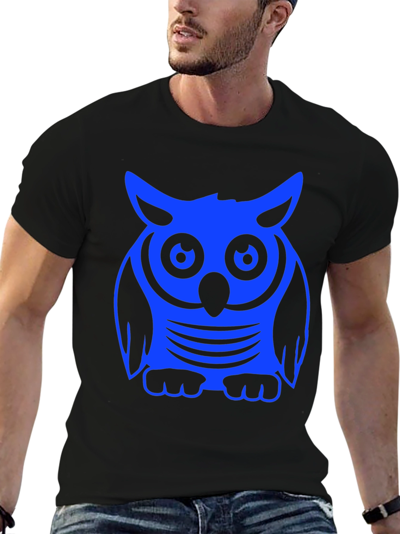 Black Owl Graphic Black T-Shirt view 6