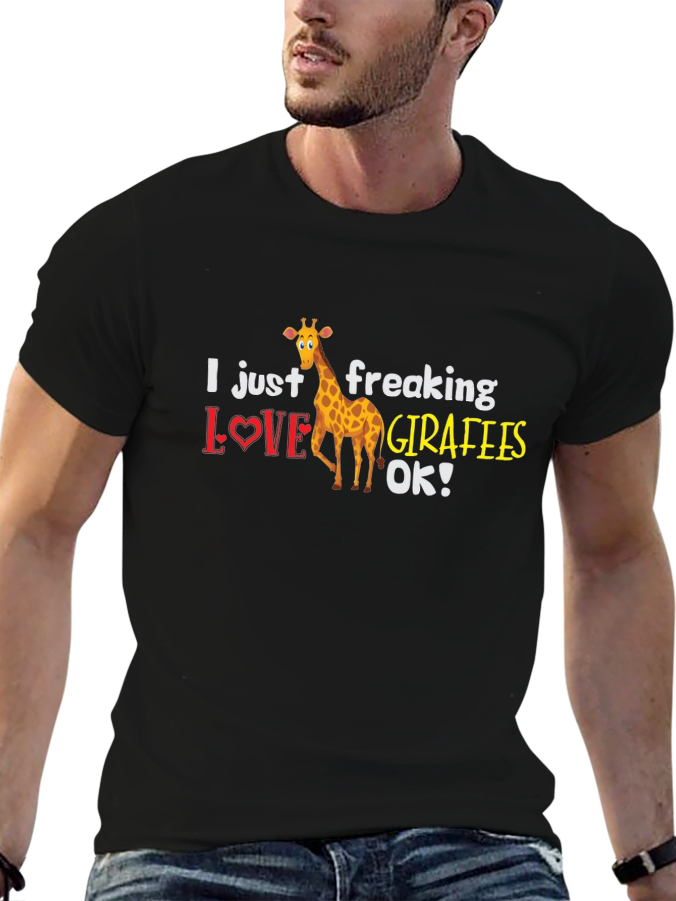 Black I Just Freaking Love Giraffes T-Shirt view 6