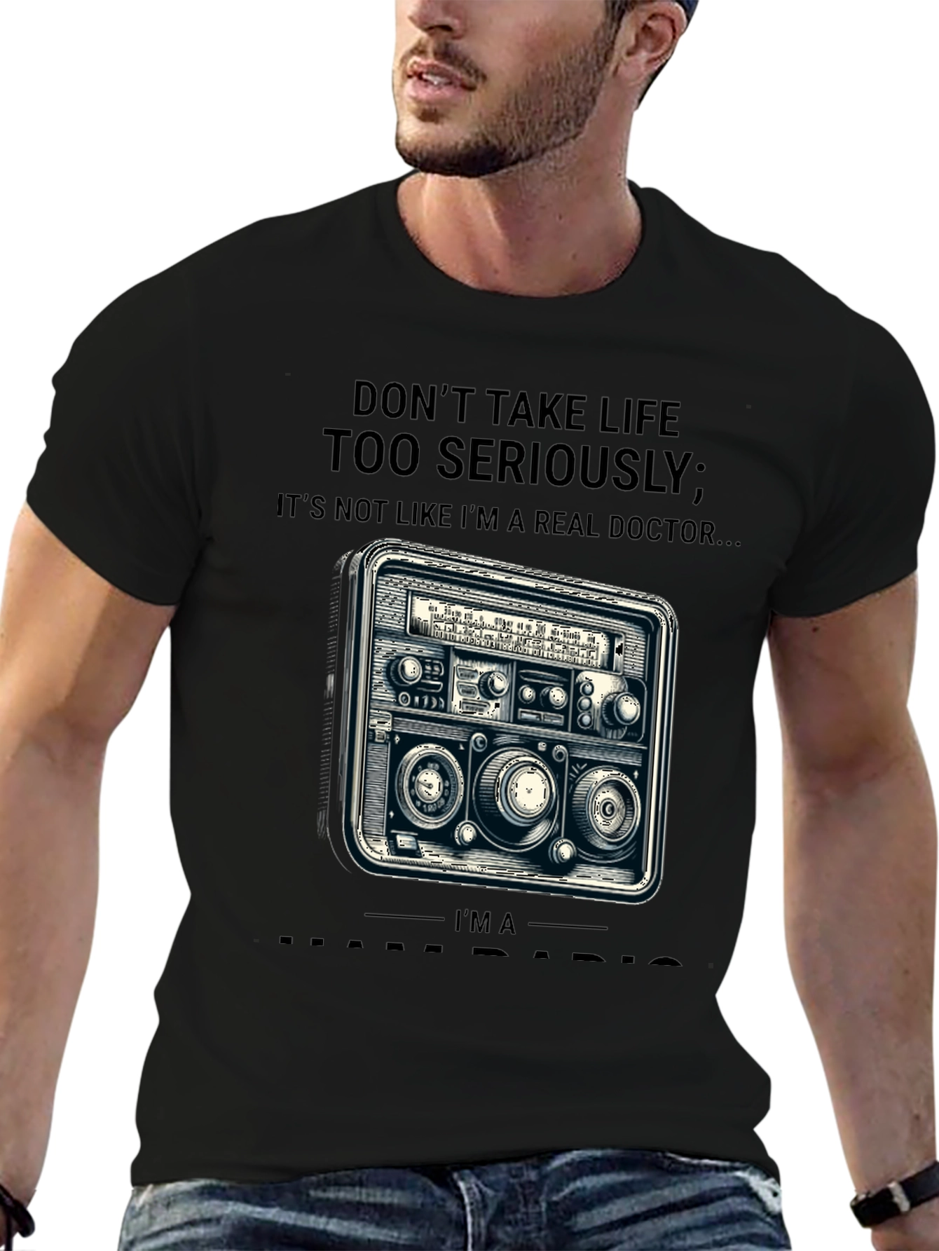Black Don't Take Life Radio Doctor T-Shirt view 6