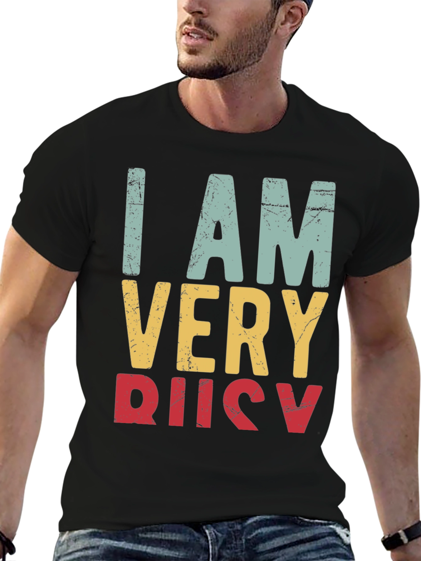 Black I Am Very Busy Retro Graphic Tee view 6