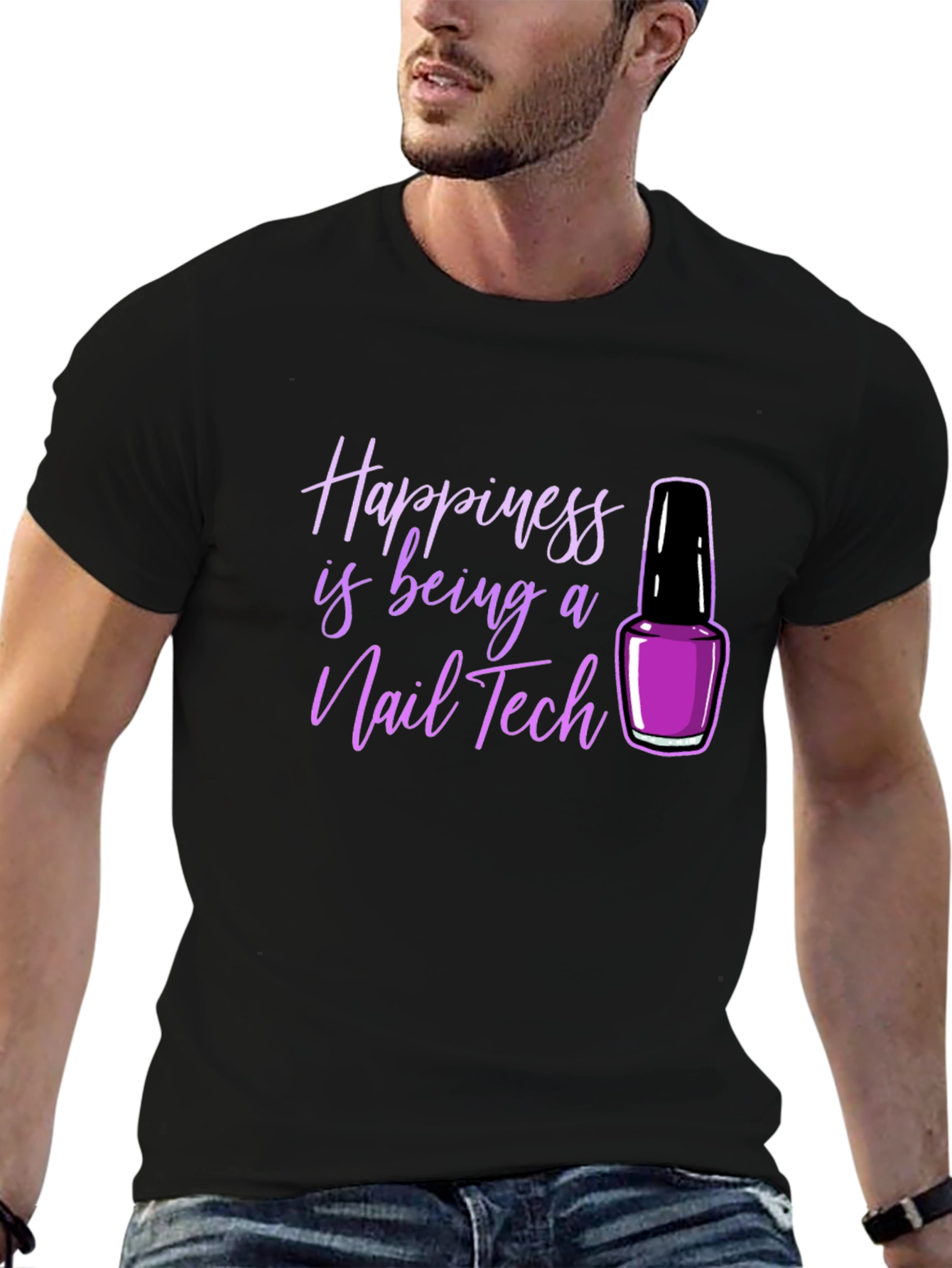 Black Happiness Nail Tech T-Shirt view 6