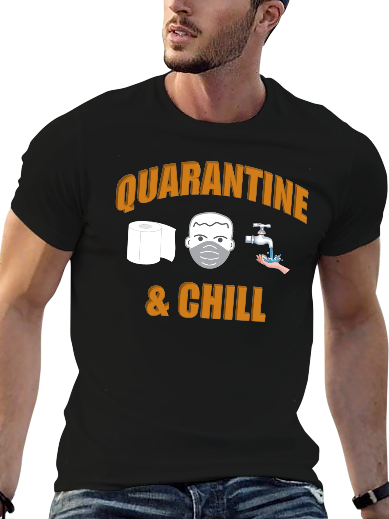 Black Quarantine & Chill Graphic T-Shirt view 6
