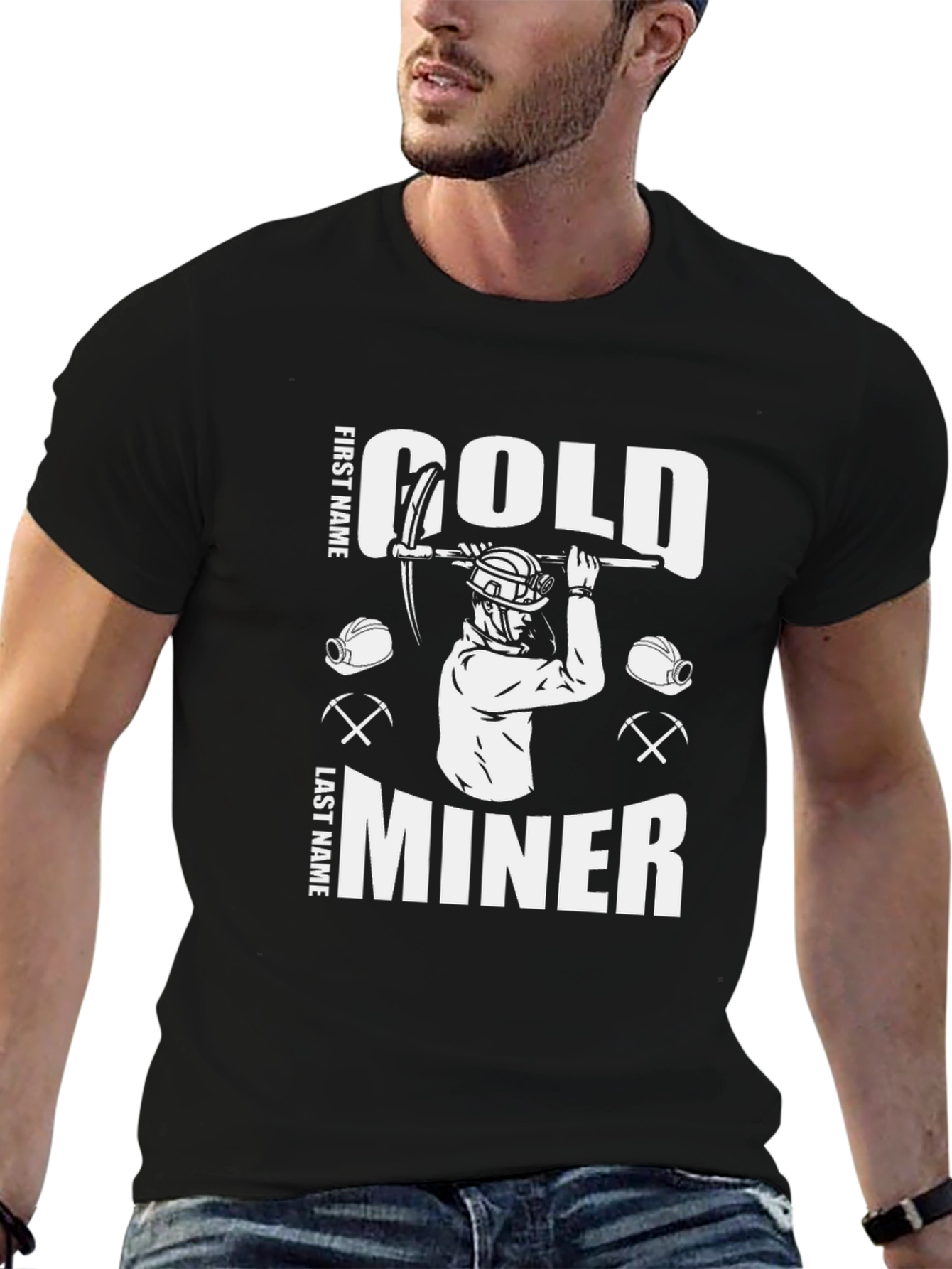 Black Gold Miner Graphic T-Shirt - Novelty Tee view 6