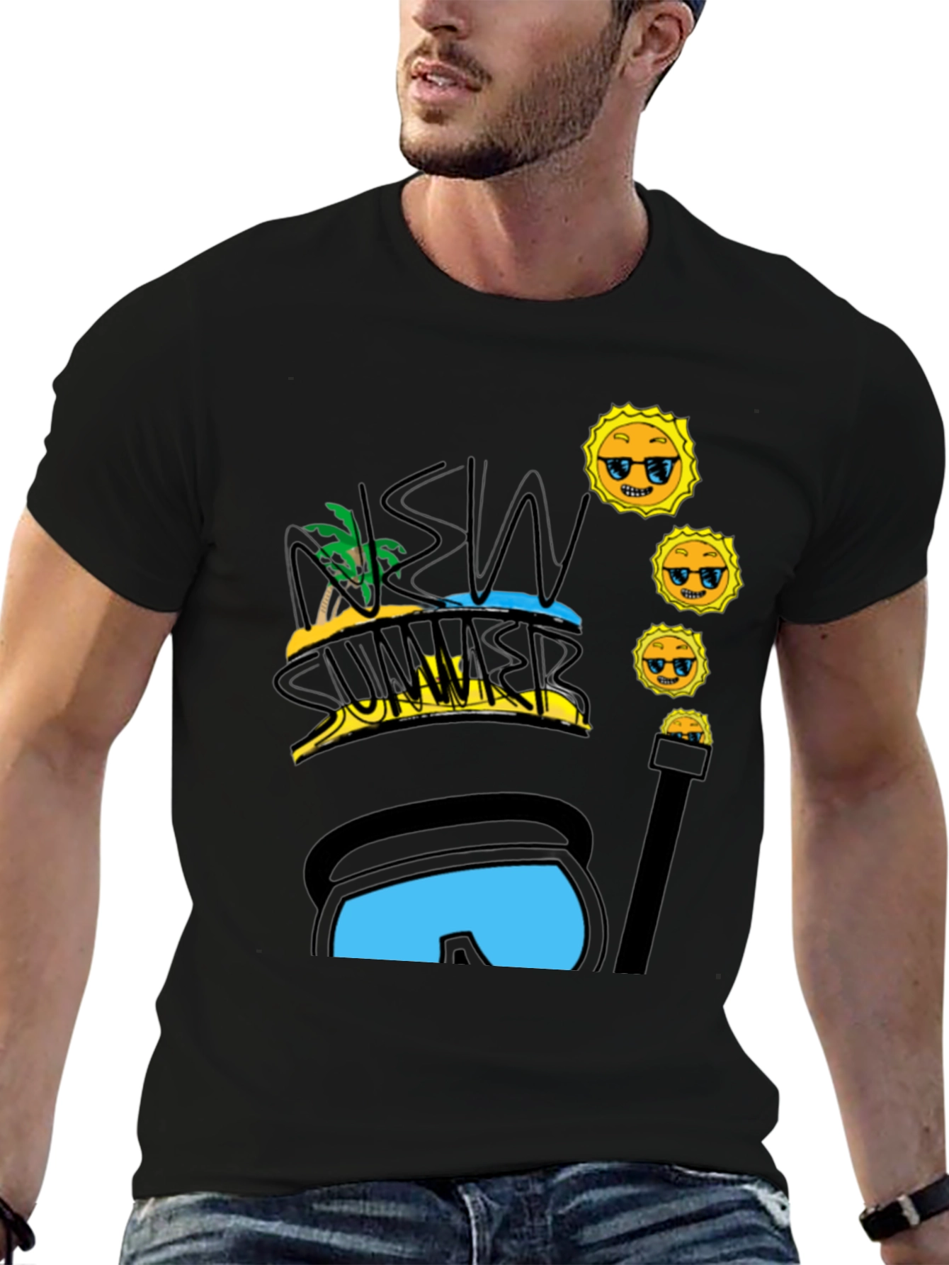 Black New Summer T-Shirt Cool Design view 6