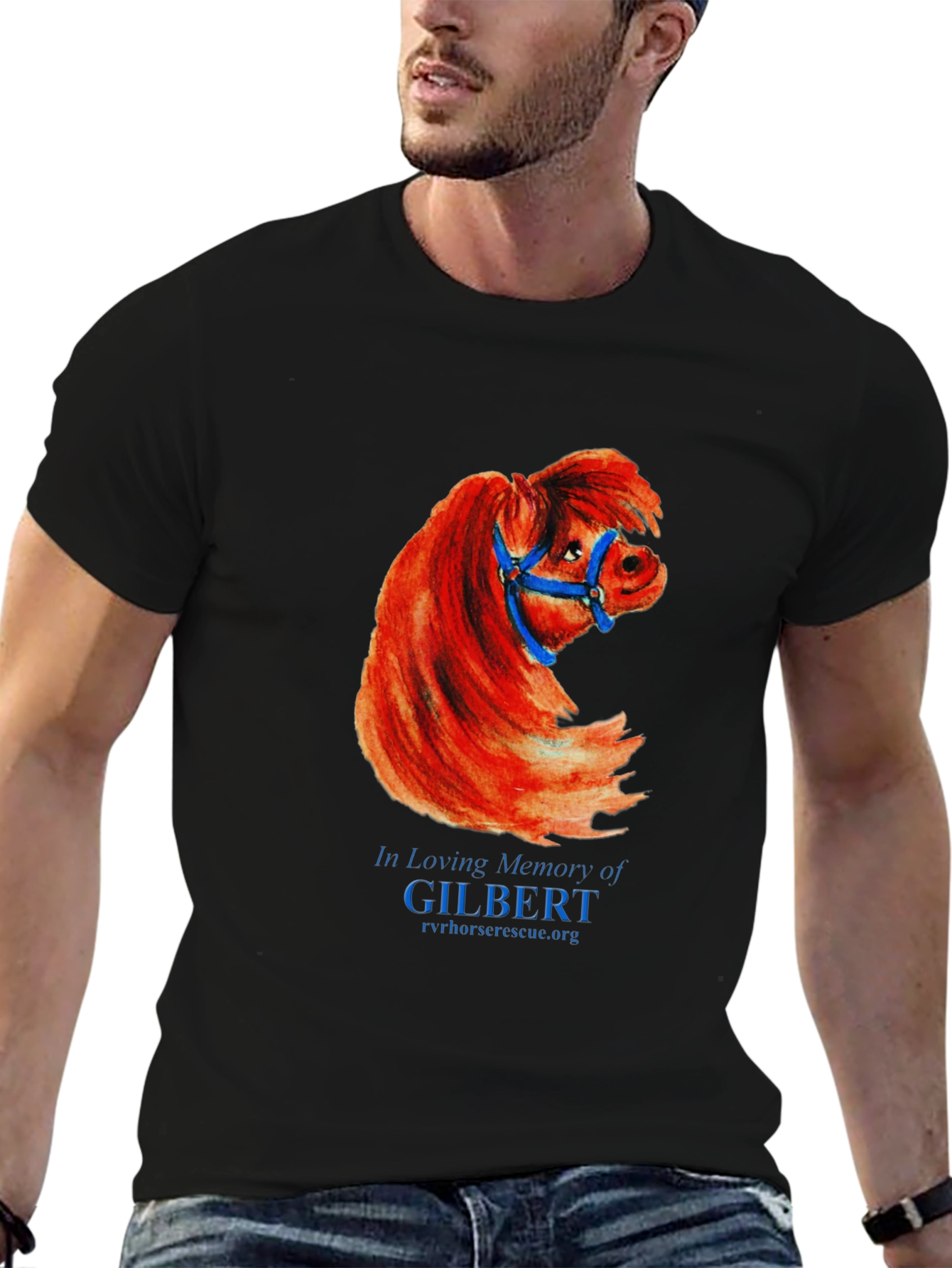 Black Gilbert Horse Memorial T-Shirt view 6