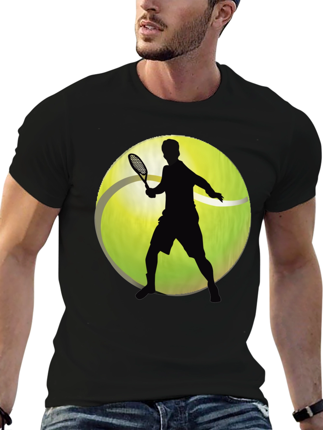 Tennis Player Graphic T-Shirt - Sporty Black Tee - 6