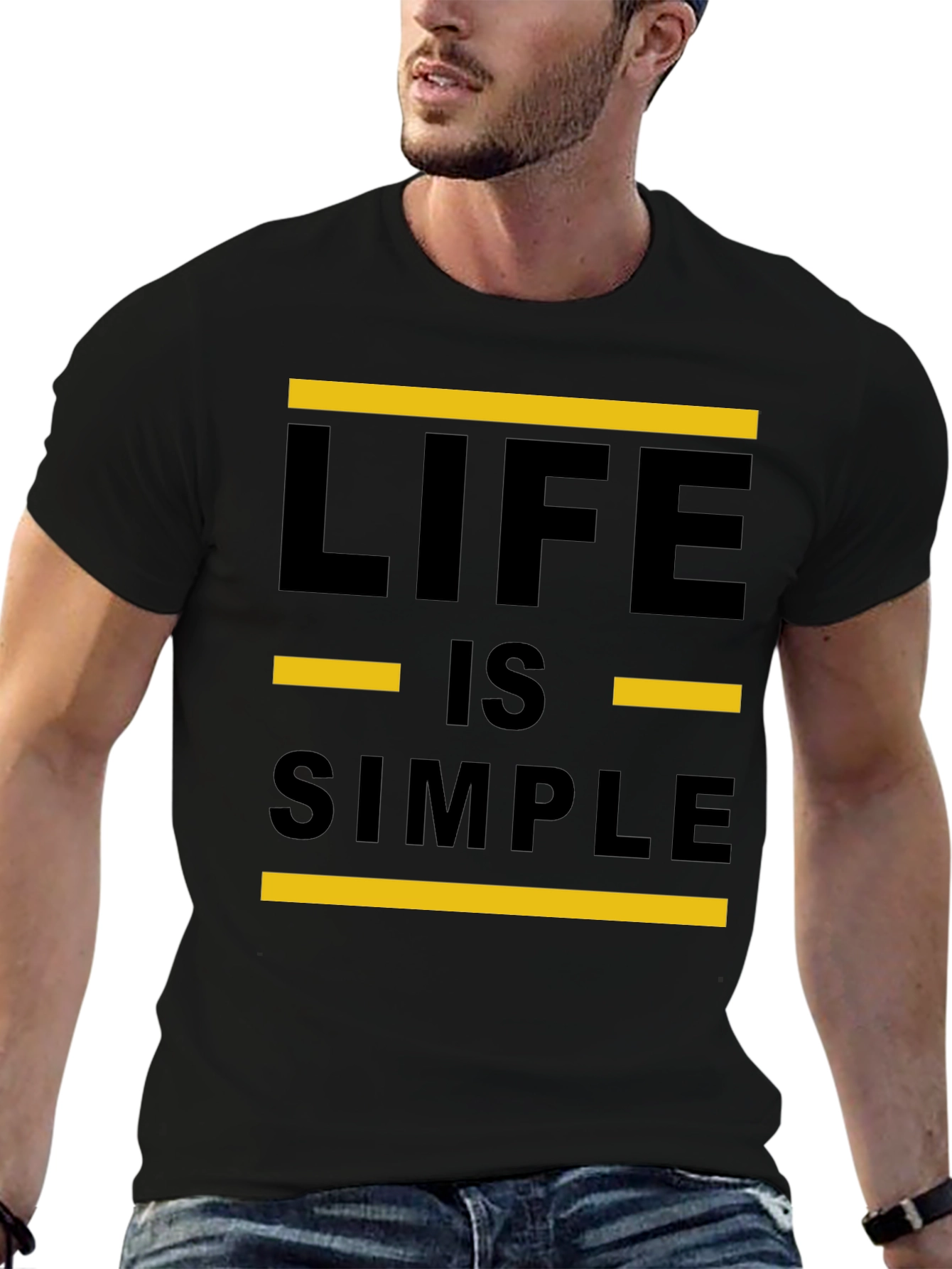 Black Life is Simple Graphic Tee - Black Crewneck Shirt view 6