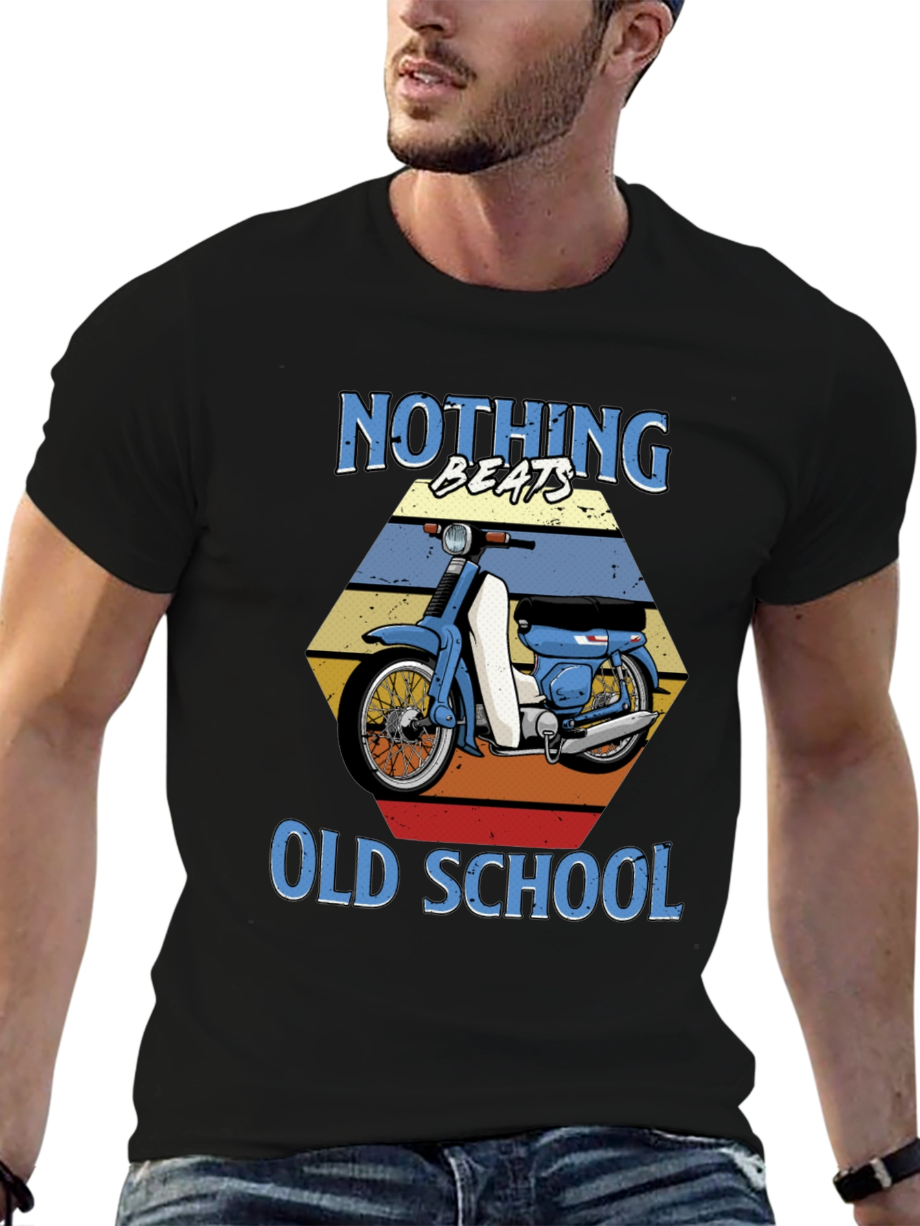 Black Nothing Beats Old School Motorcycle T-Shirt view 6
