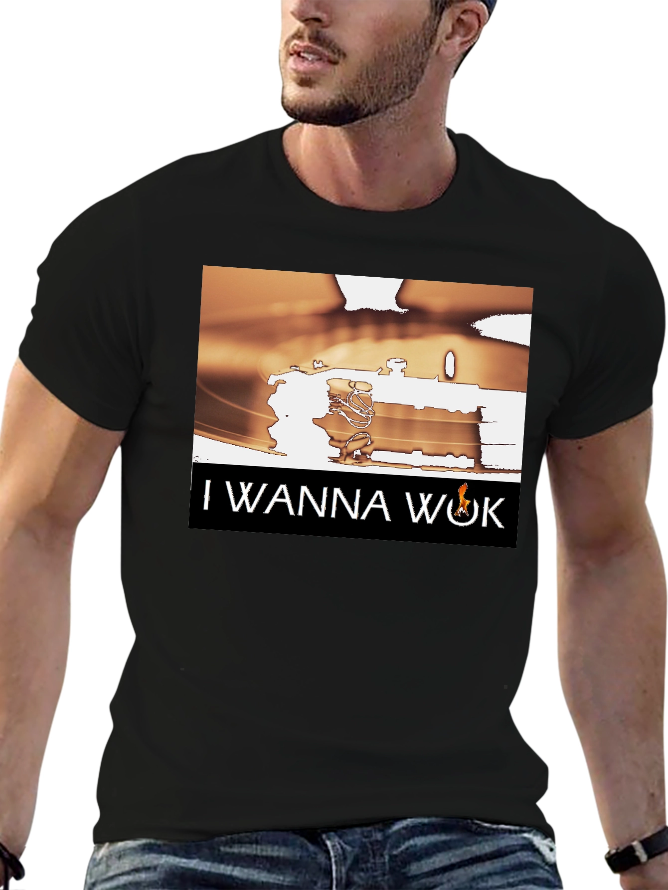 Black I Wanna Wok Graphic T-Shirt view 6