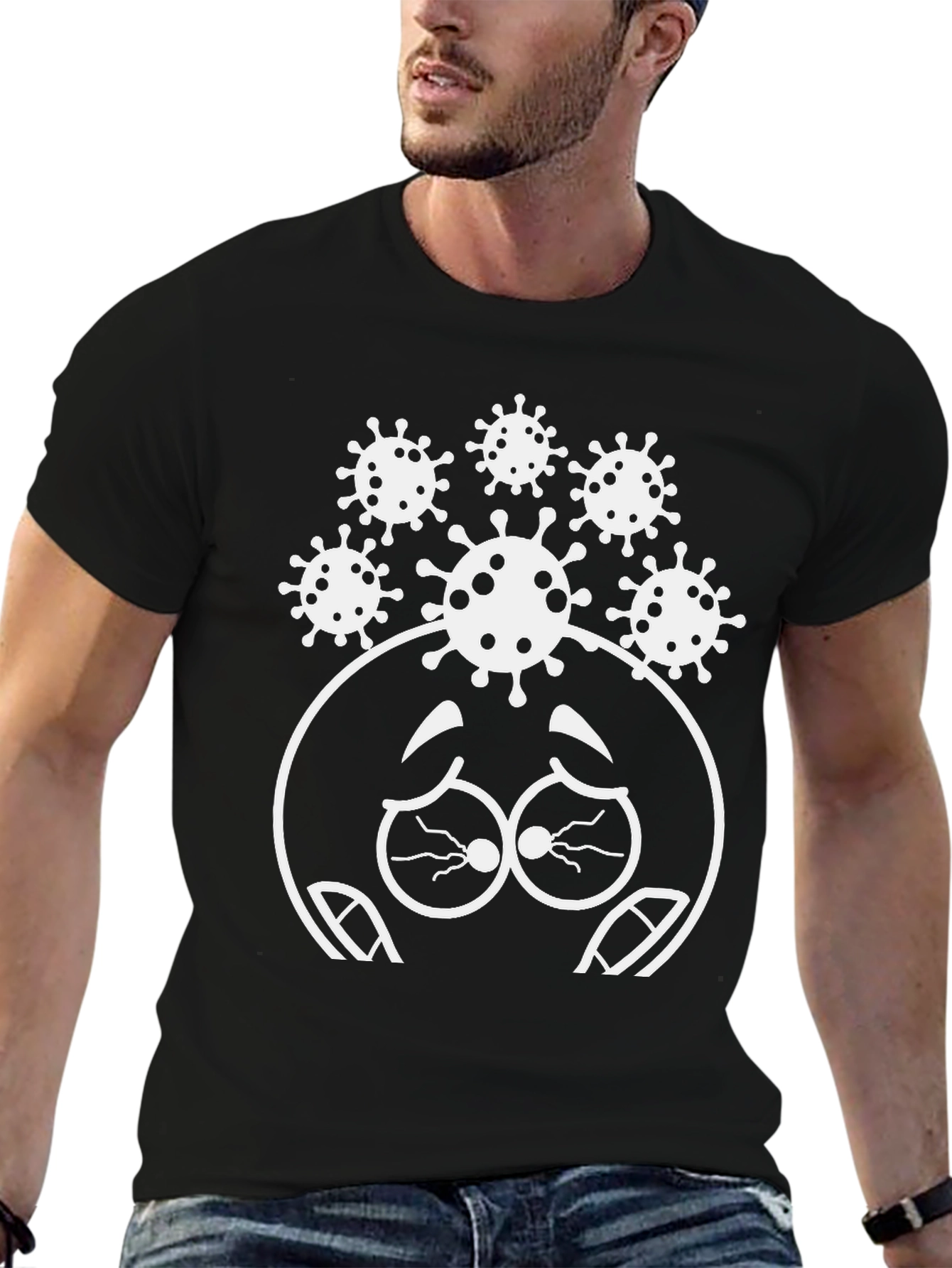 Black Corona Headache Graphic Tee -  Funny Novelty T-Shirt view 6