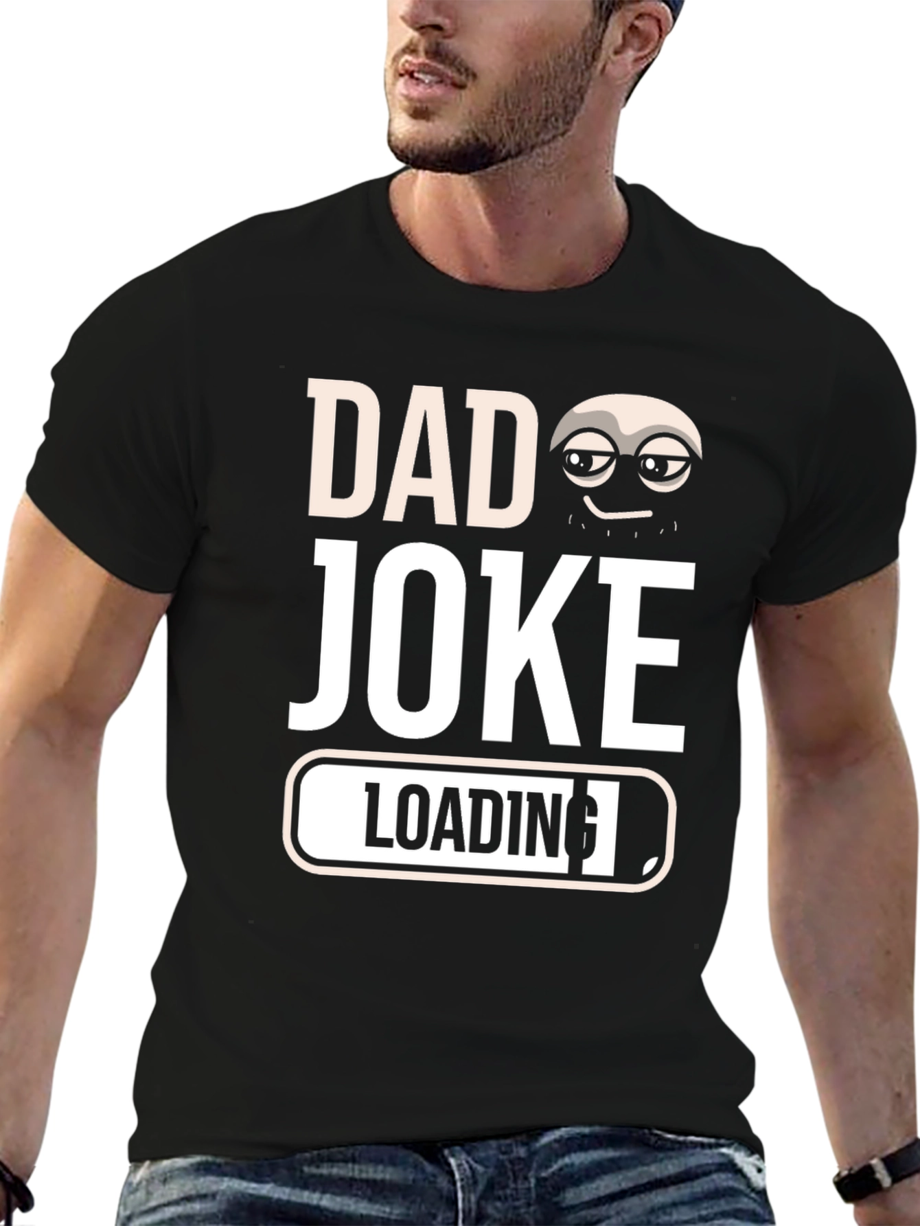 Black Dad Joke Loading T-Shirt - Funny Father's Day Tee view 6