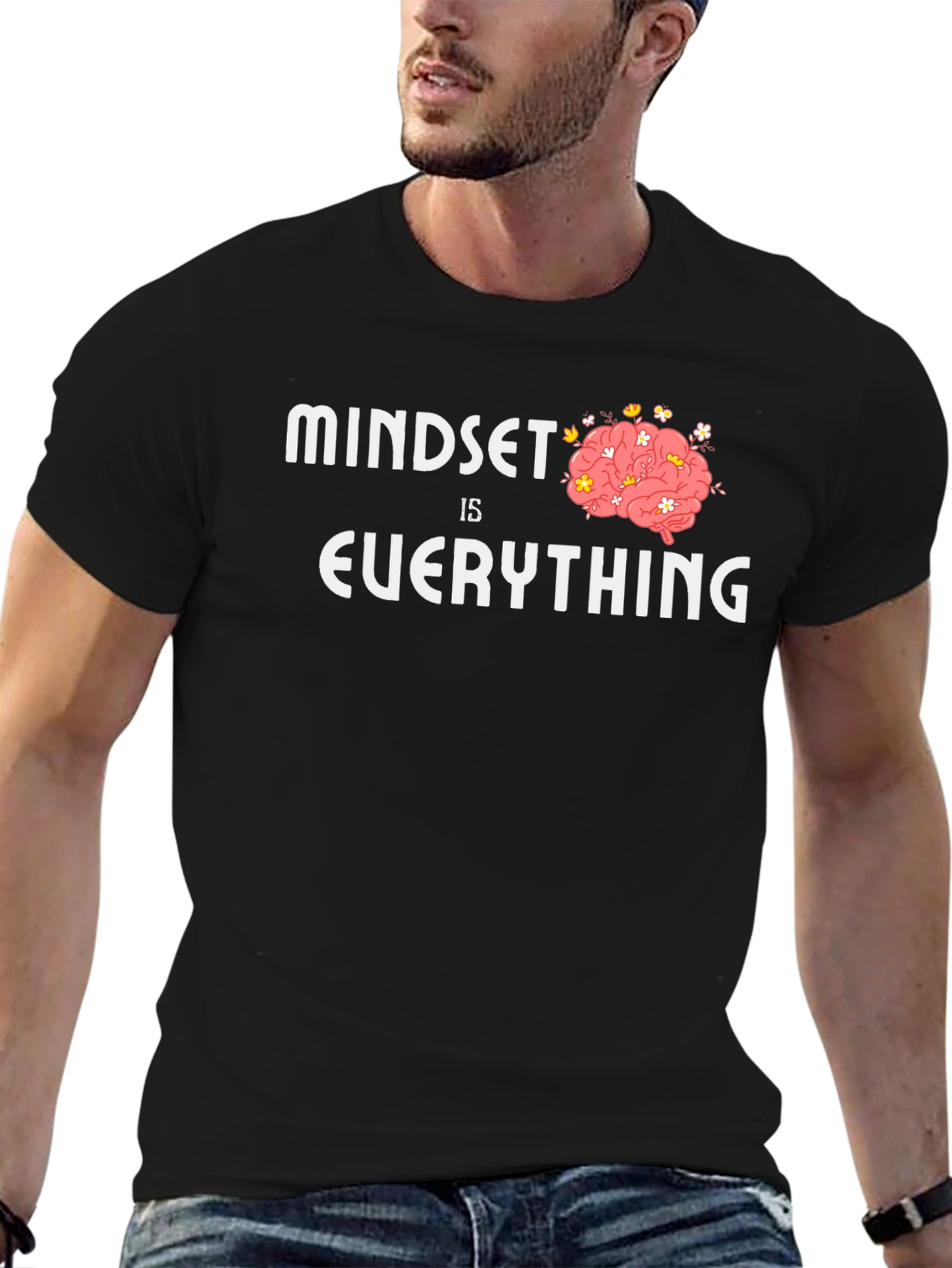 Black Mindset is Everything Graphic Tee - Positive Thinking Shirt view 6