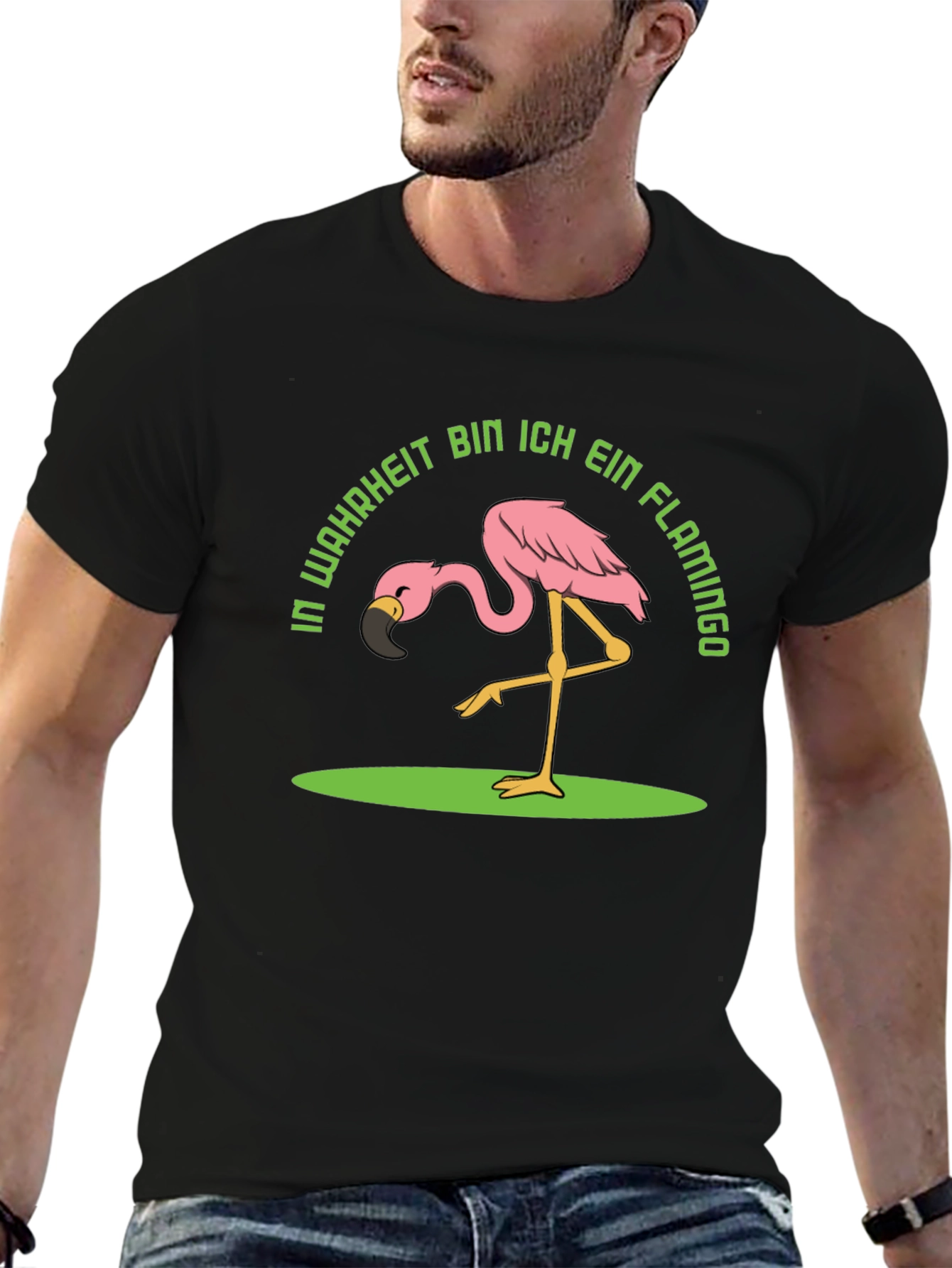 Black Funny Flamingo T-Shirt - In Wahrheit Bin Ich Ein Flamingo view 6