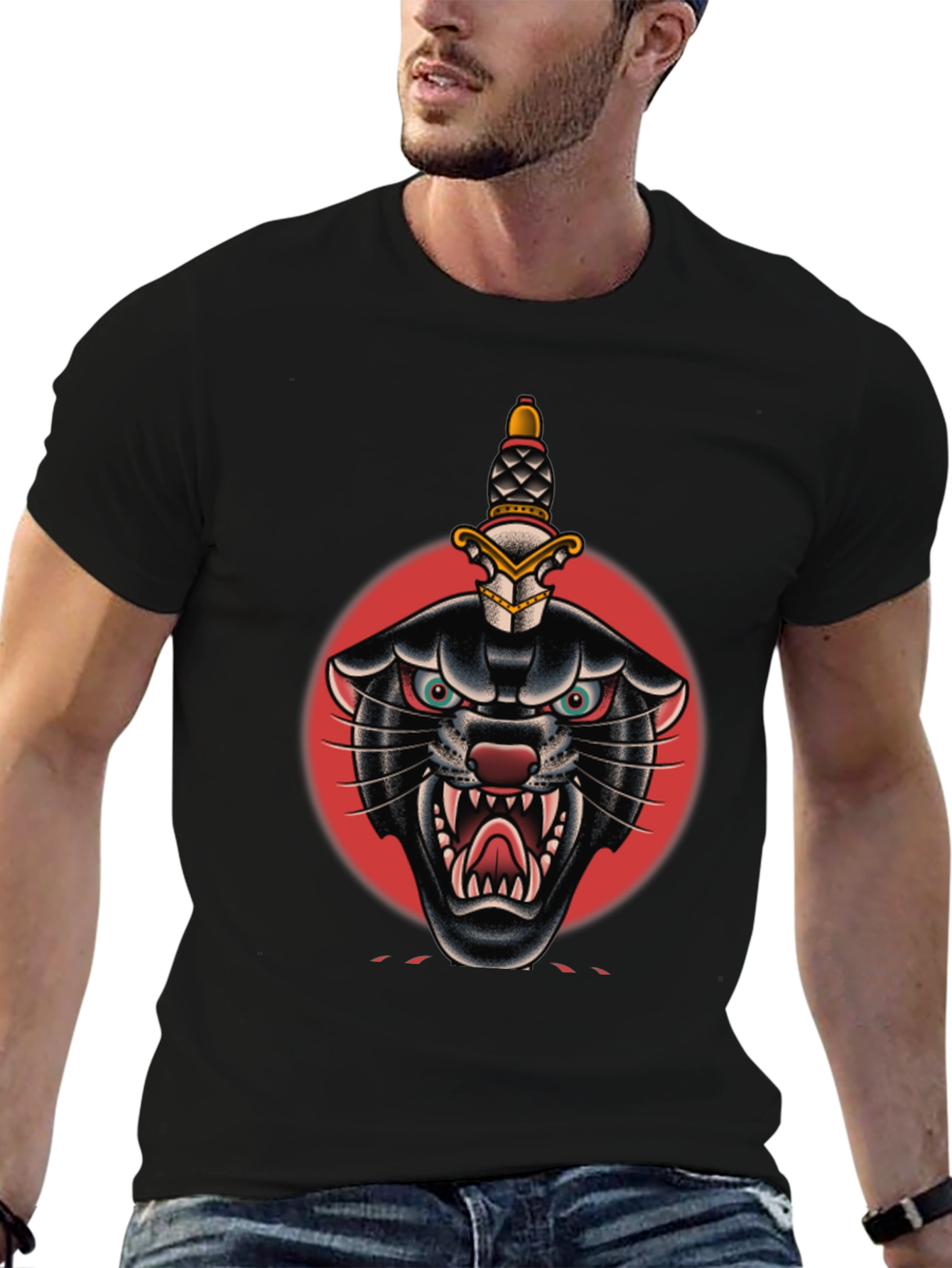 Black Black Panther Dagger Graphic Tee - Bold Streetwear Style view 6