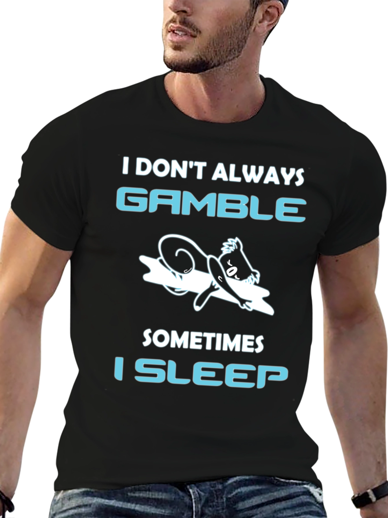 Black Gamble Sleep T-Shirt Funny Gambling Tee view 6