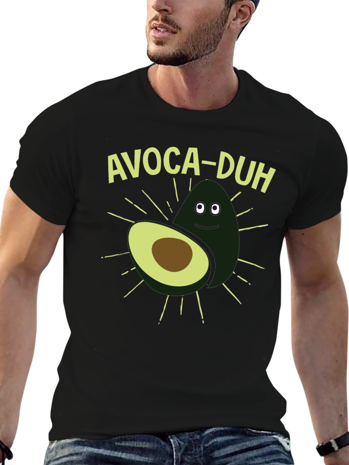 Black Avoca-duh Funny Avocado Graphic T-Shirt view 6
