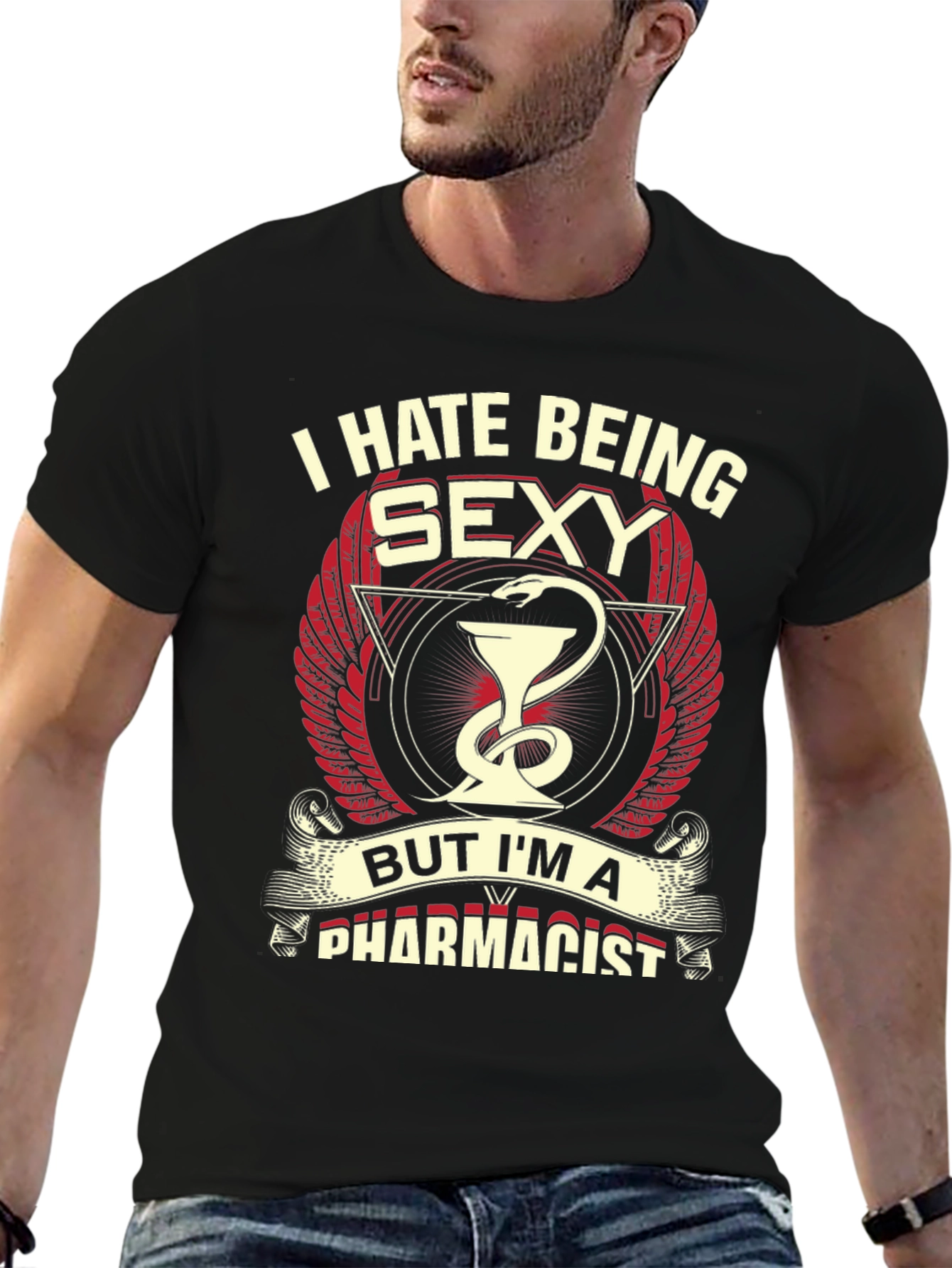 Black Funny Pharmacist T-Shirt - I Hate Being Sexy Tee view 6