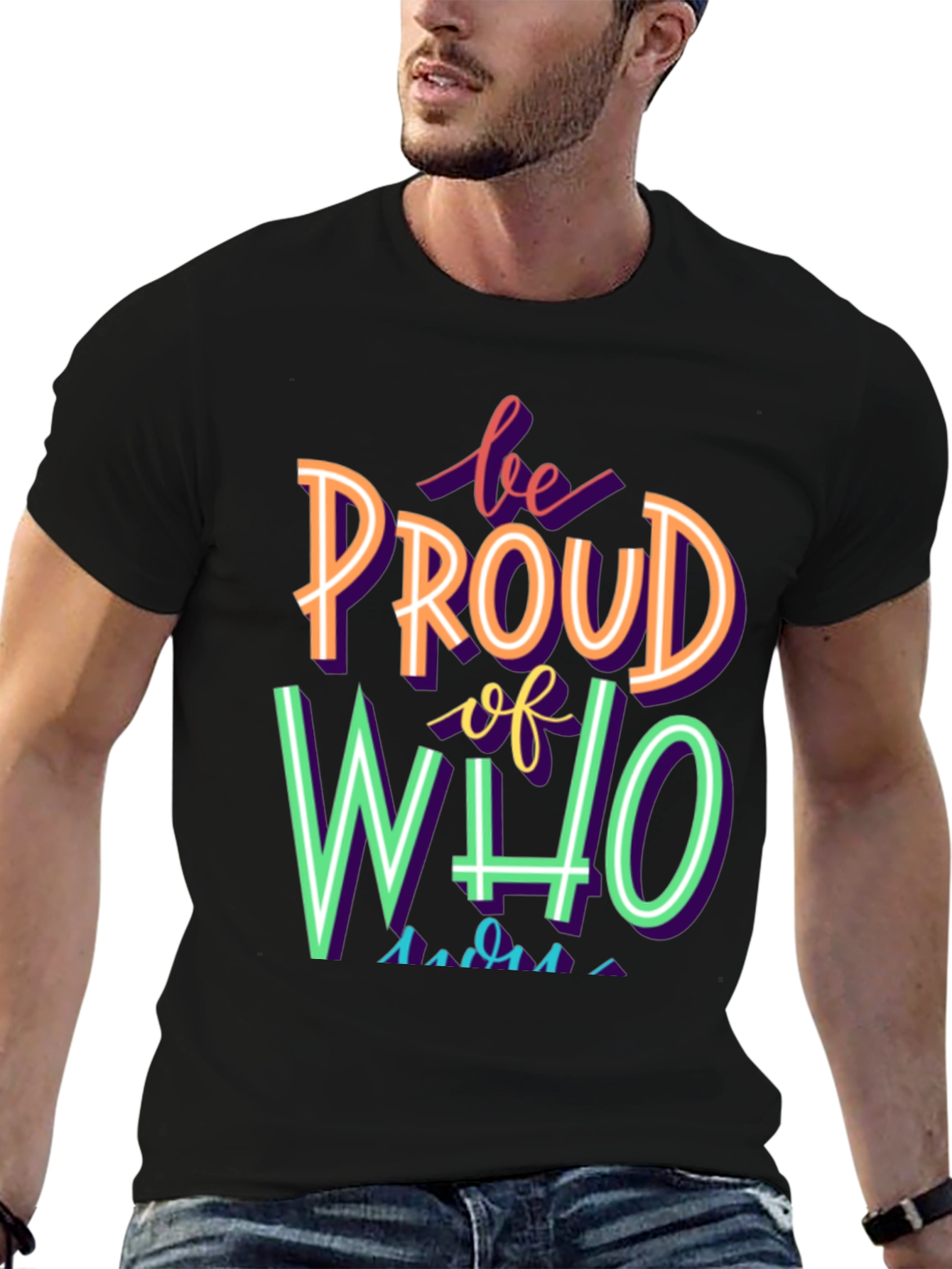 Black Be Proud T-Shirt - Colorful Pride Tee view 6