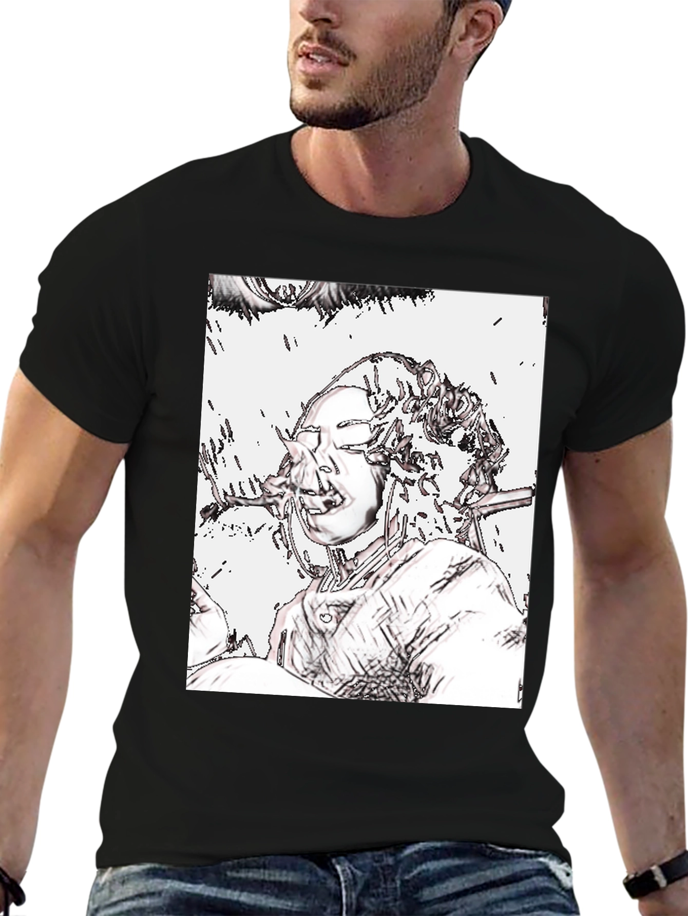 Black Edgy Graphic Tee - Unique Artistic Design view 6