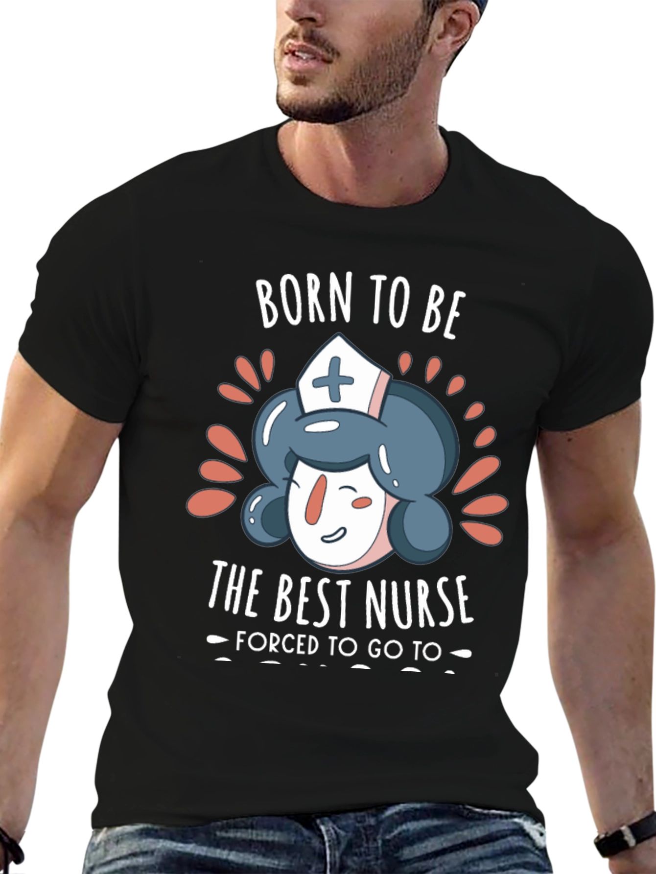 Black Born to Be The Best Nurse T-Shirt view 6