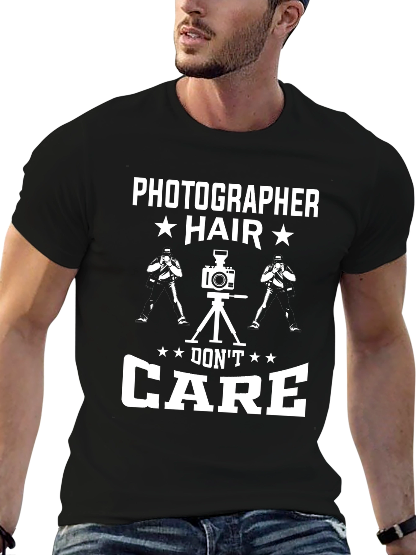 Black Photographer Hair Don't Care T-Shirt view 6