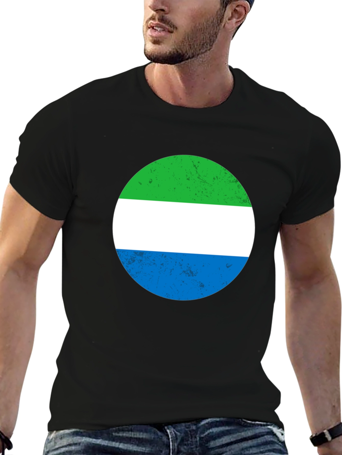 Black Sierra Leone Flag T-Shirt view 6