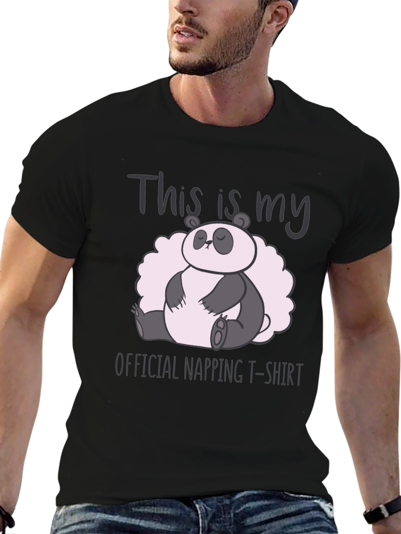 Black Panda Napping T-Shirt - Comfy Sleepwear view 6