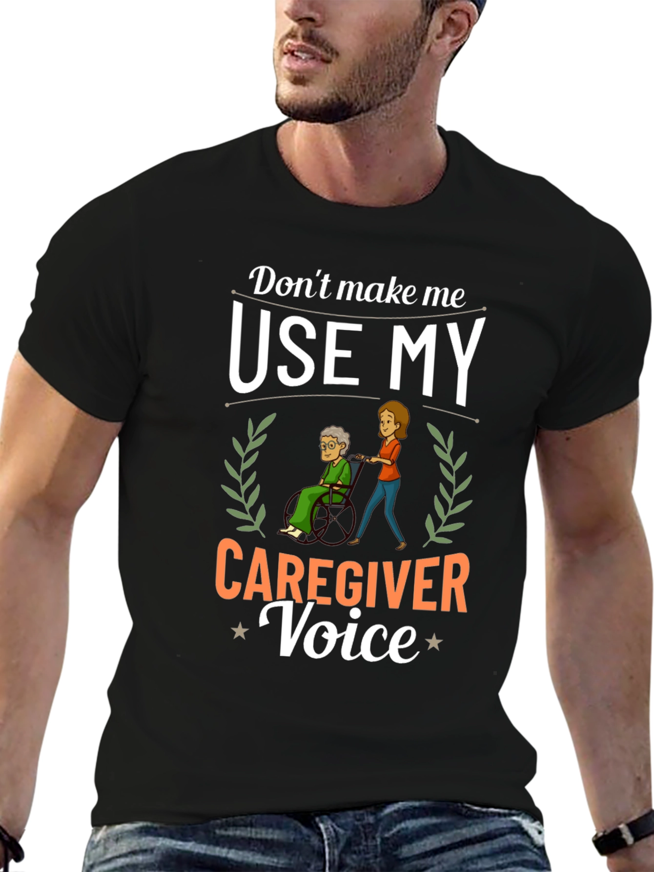 Black Caregiver Voice T-Shirt - Funny Caregiver Gift view 6