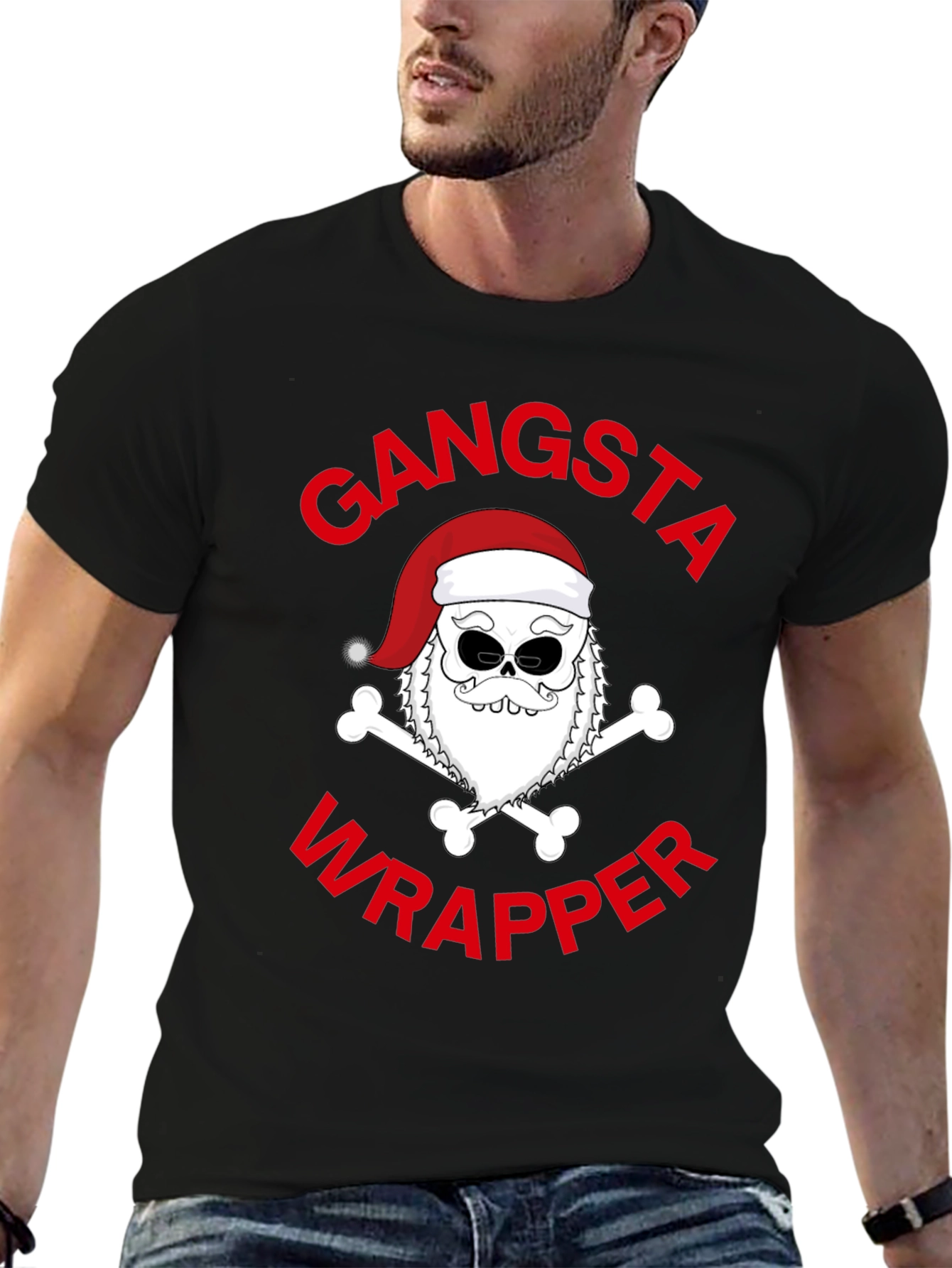 Black Gangsta Wrapper Santa T-Shirt view 6