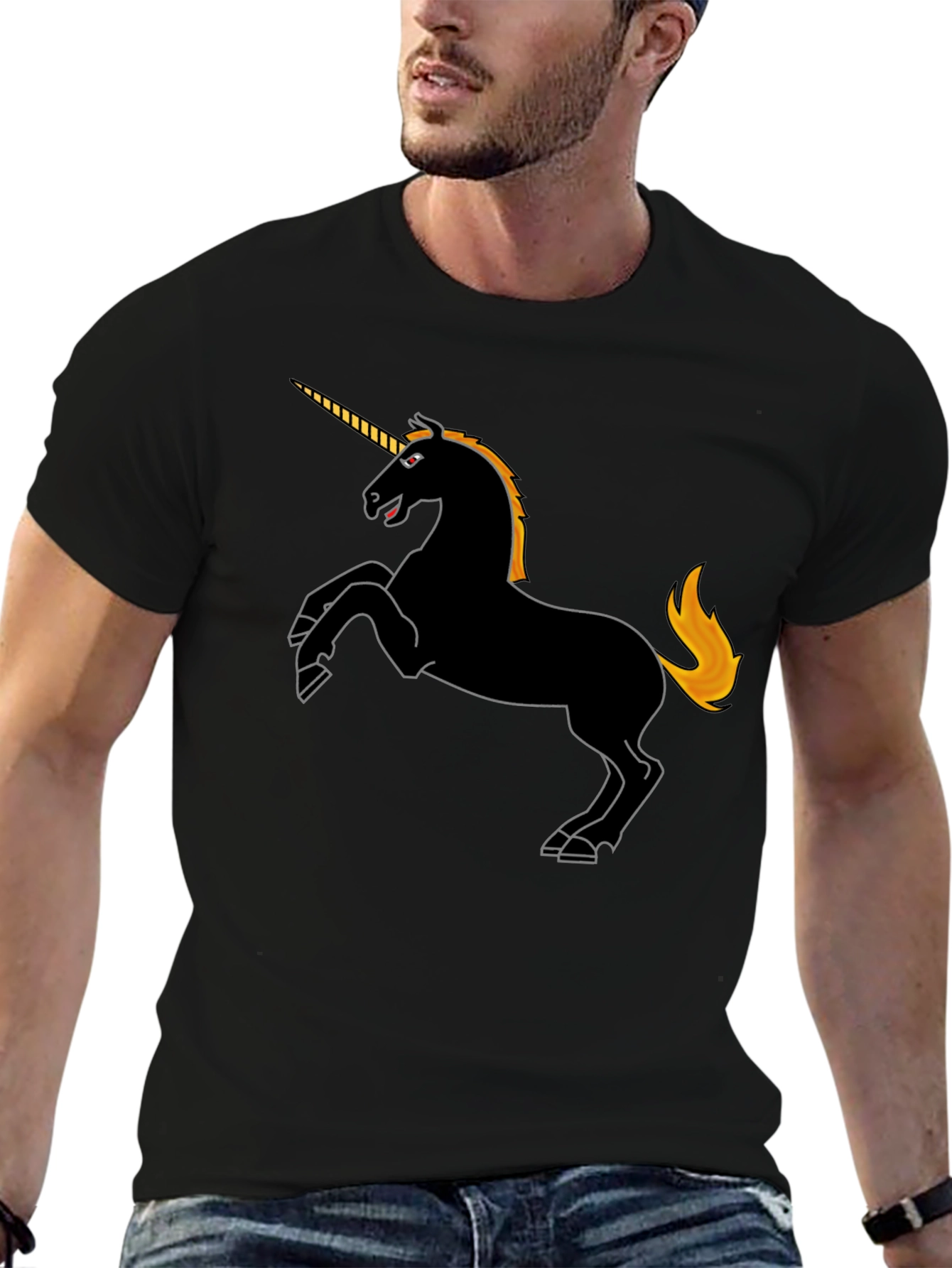 Black Black Unicorn Graphic Tee - Stylish Men's T-Shirt view 6