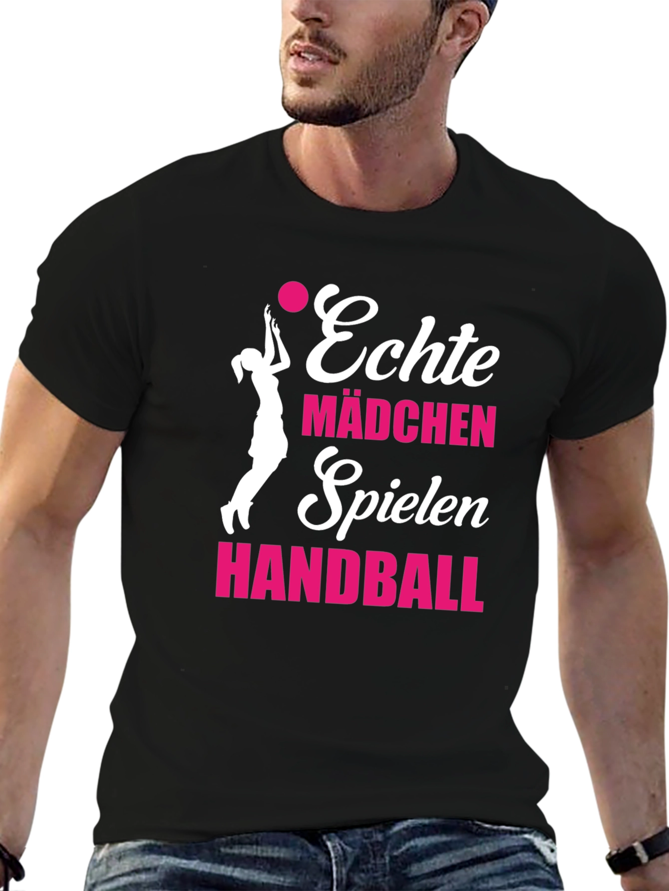 Black Echte Mädchen Handball T-Shirt - Black view 6