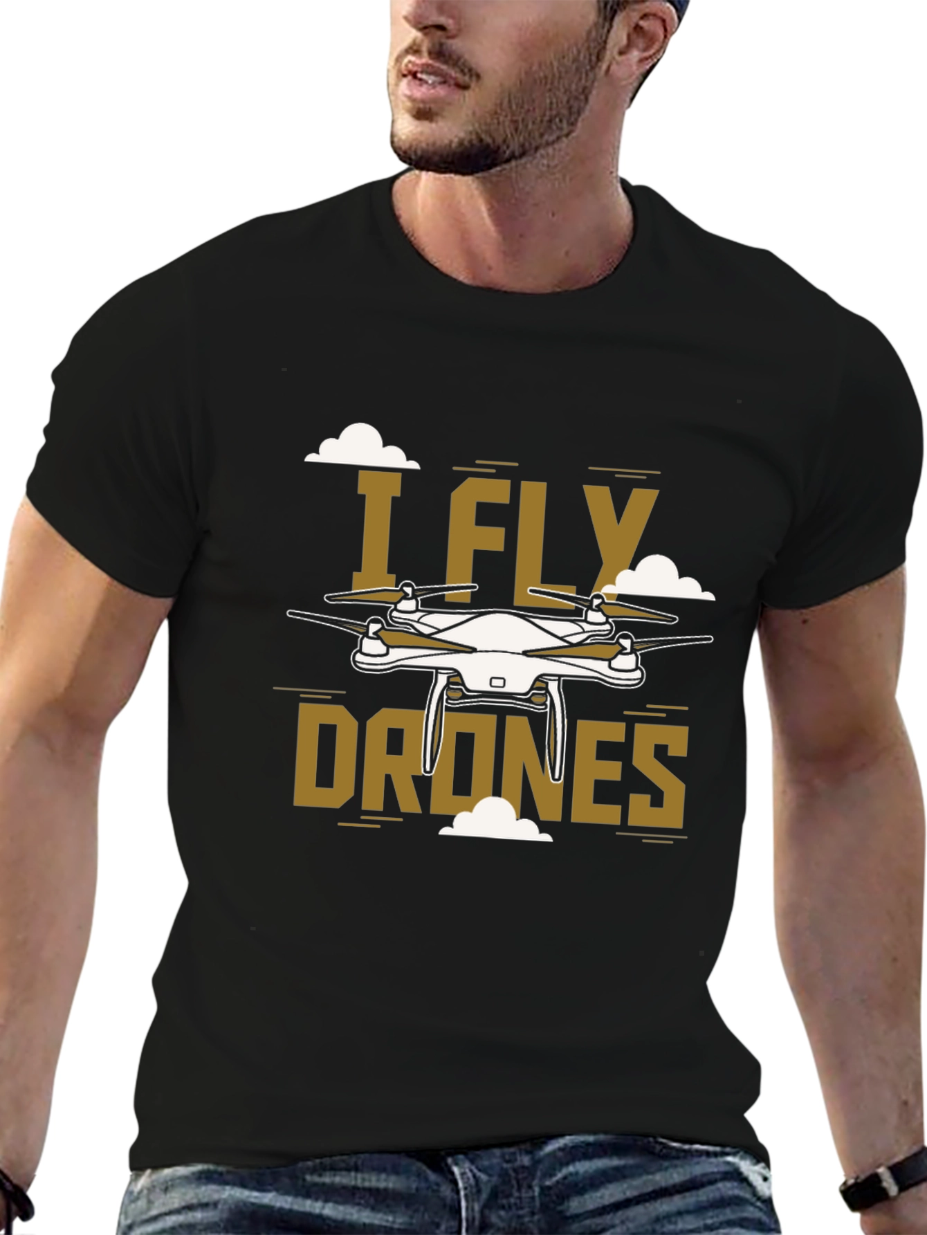 Black I Fly Drones Graphic Tee - Unique Drone Design view 6