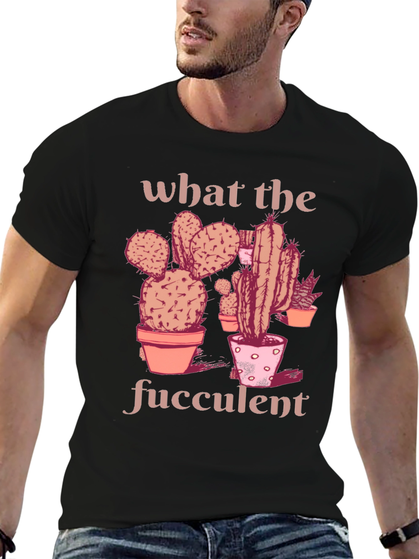 Black What the Fucculent T-Shirt - Black Graphic Tee view 6
