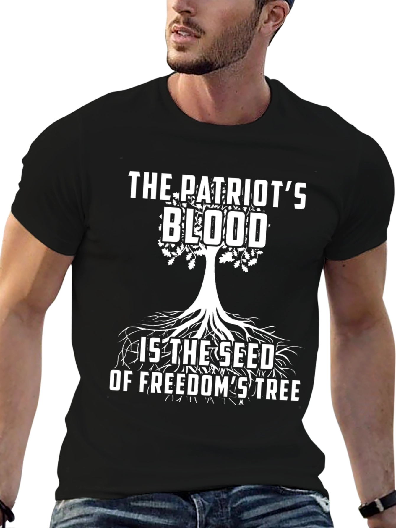 Black Patriot's Blood Freedom Tree Graphic Tee - Black view 6