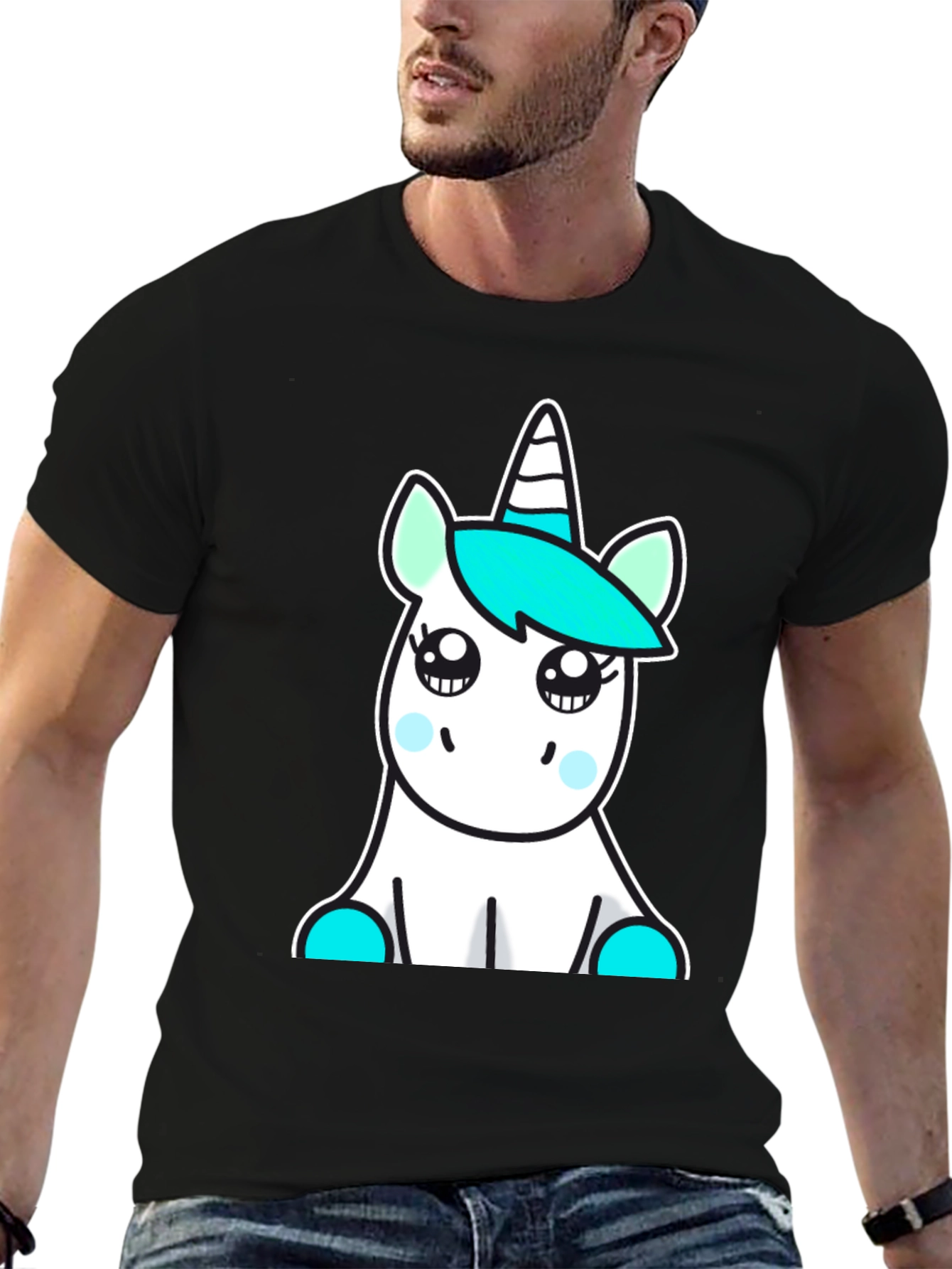 Black Cute Unicorn Graphic Tee - Soft Cotton Blend view 6