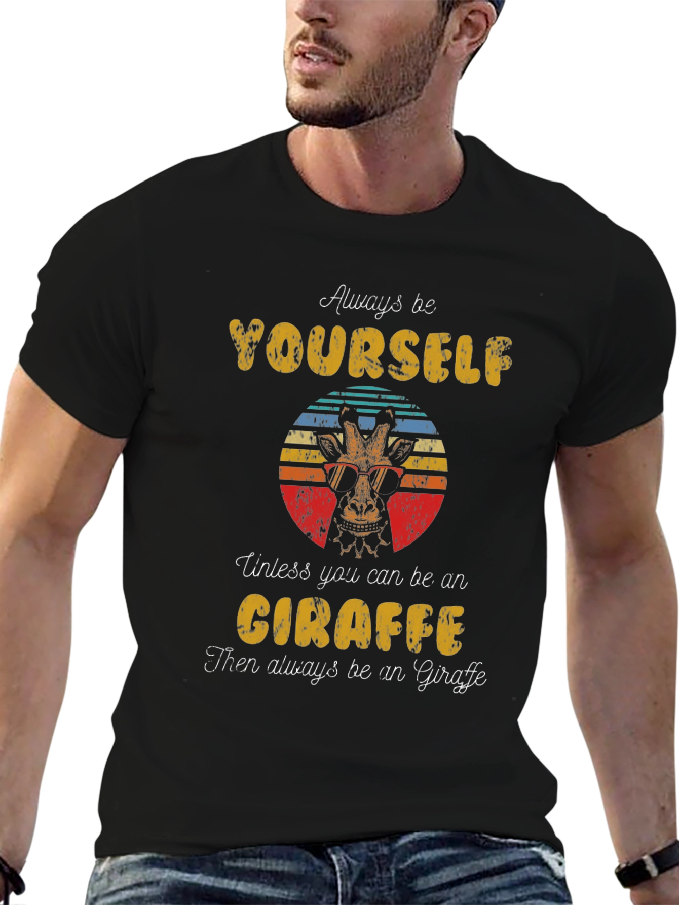 Black Always Be Yourself Giraffe T-Shirt view 6