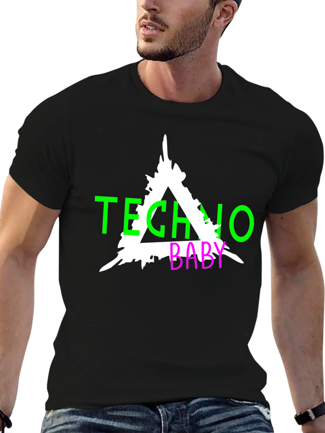Black Techno Baby Graphic Tee - Black view 6