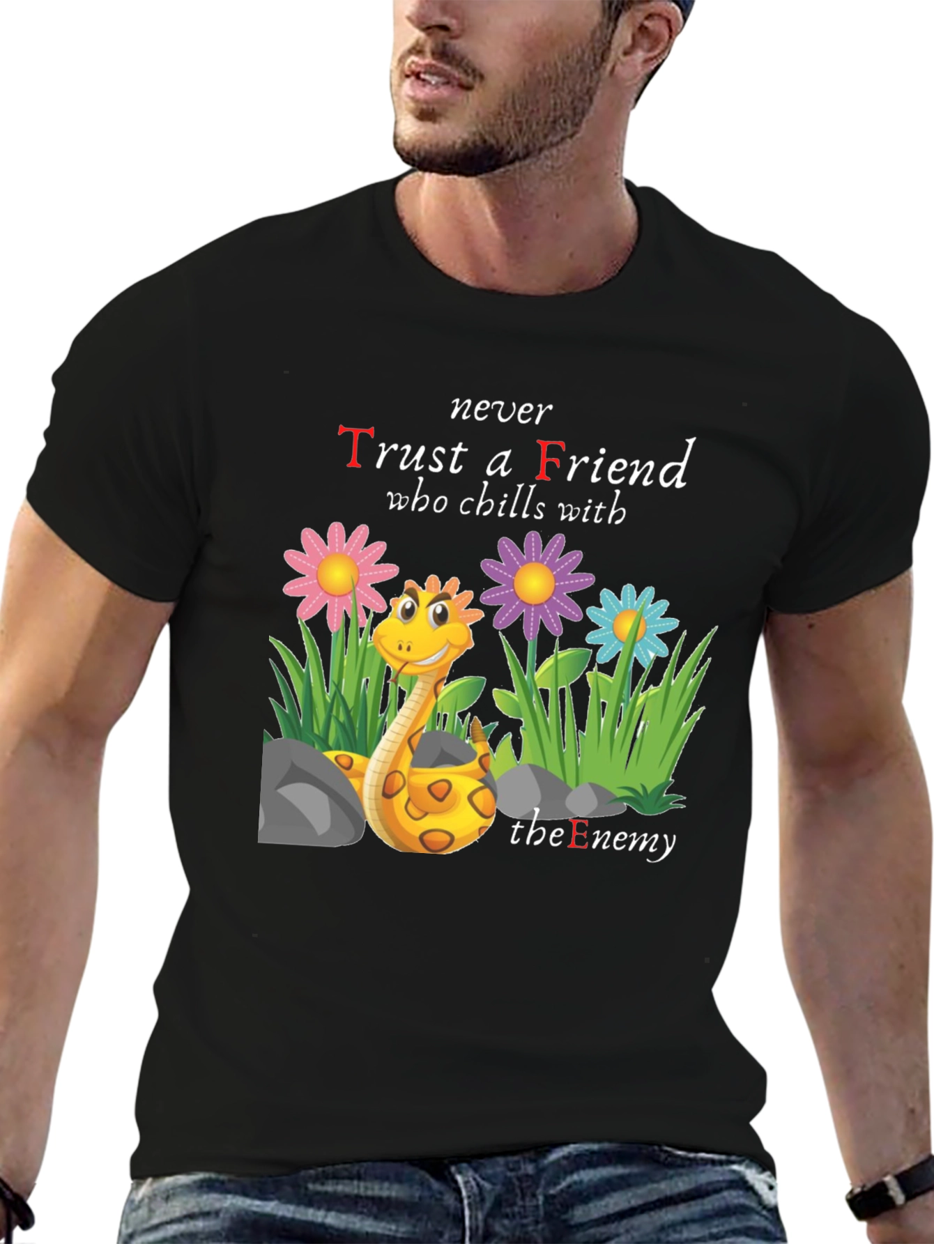 Black Trust No Friend Tee view 6