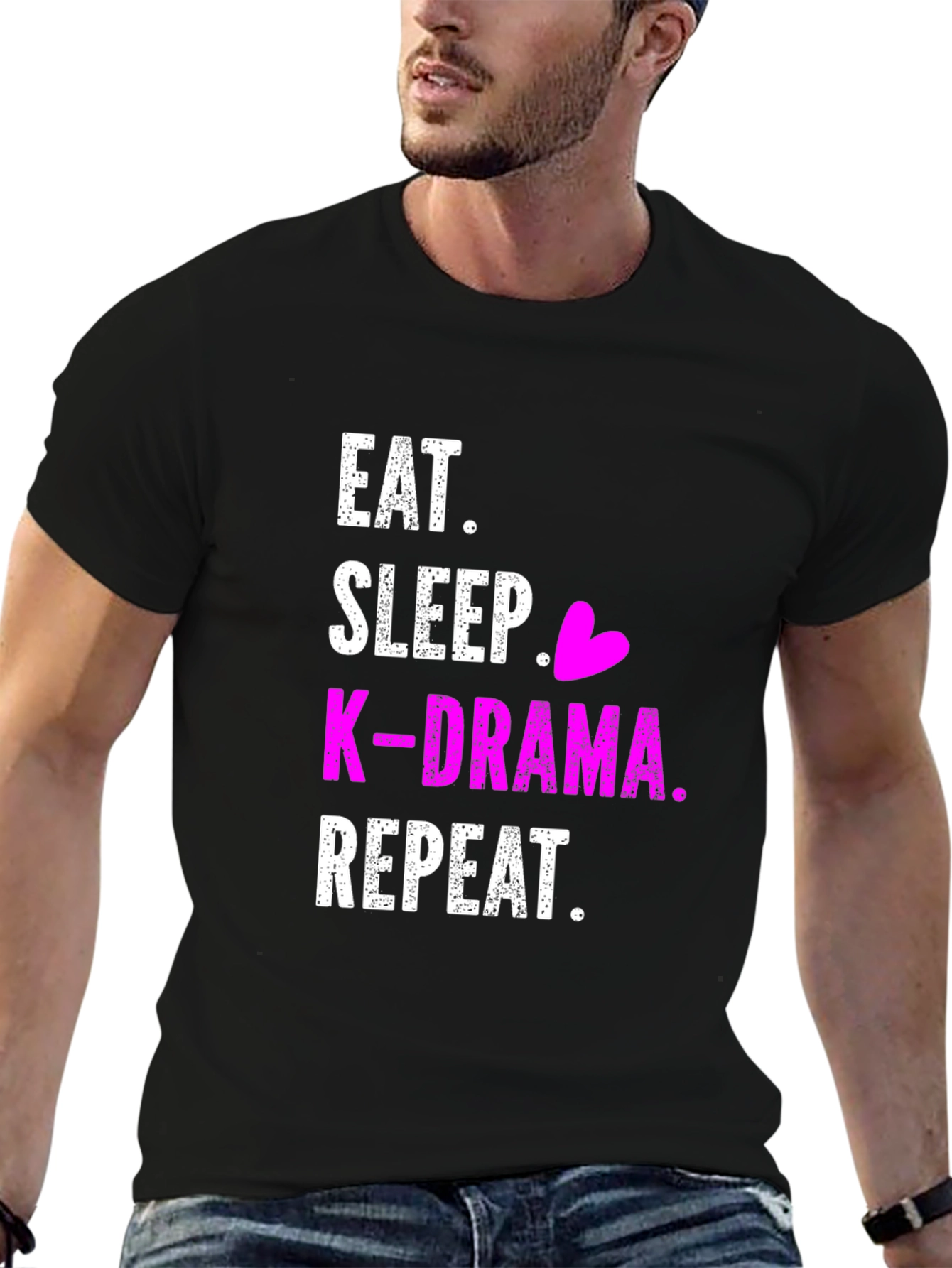 Eat Sleep K-Drama Repeat Black T-Shirt - 6