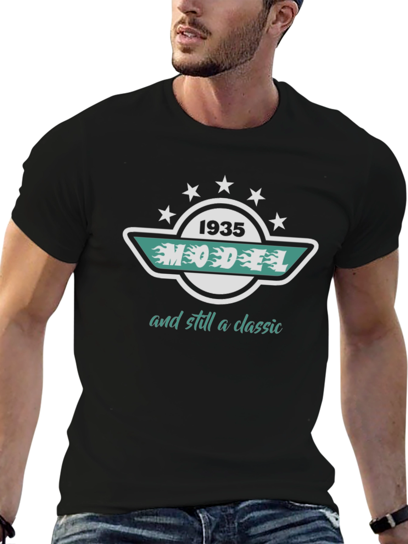 1935 Model Classic Tee - Black Cotton Graphic T-Shirt - 6