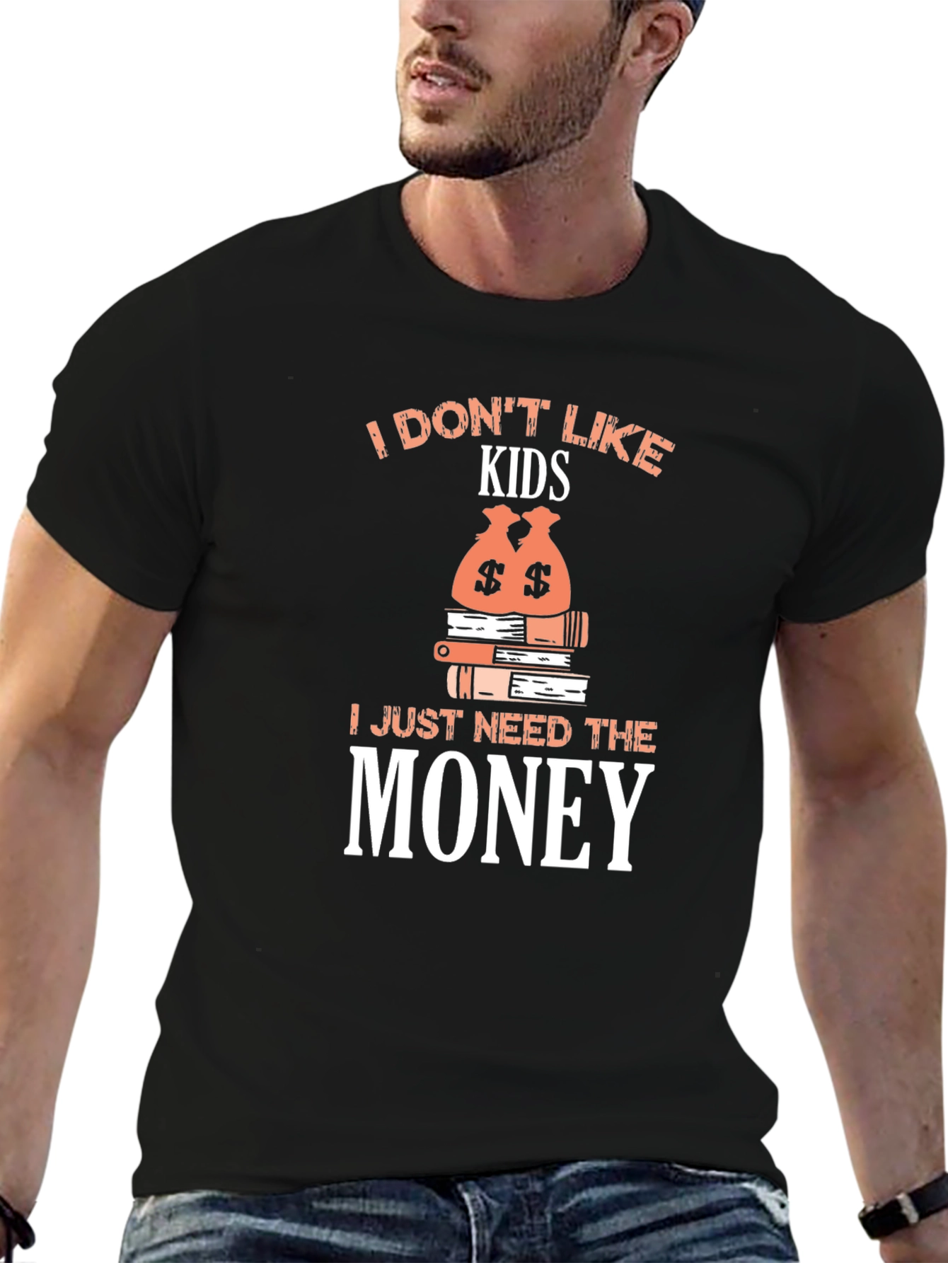 Black I Don't Like Kids - Funny Graphic T-Shirt view 6