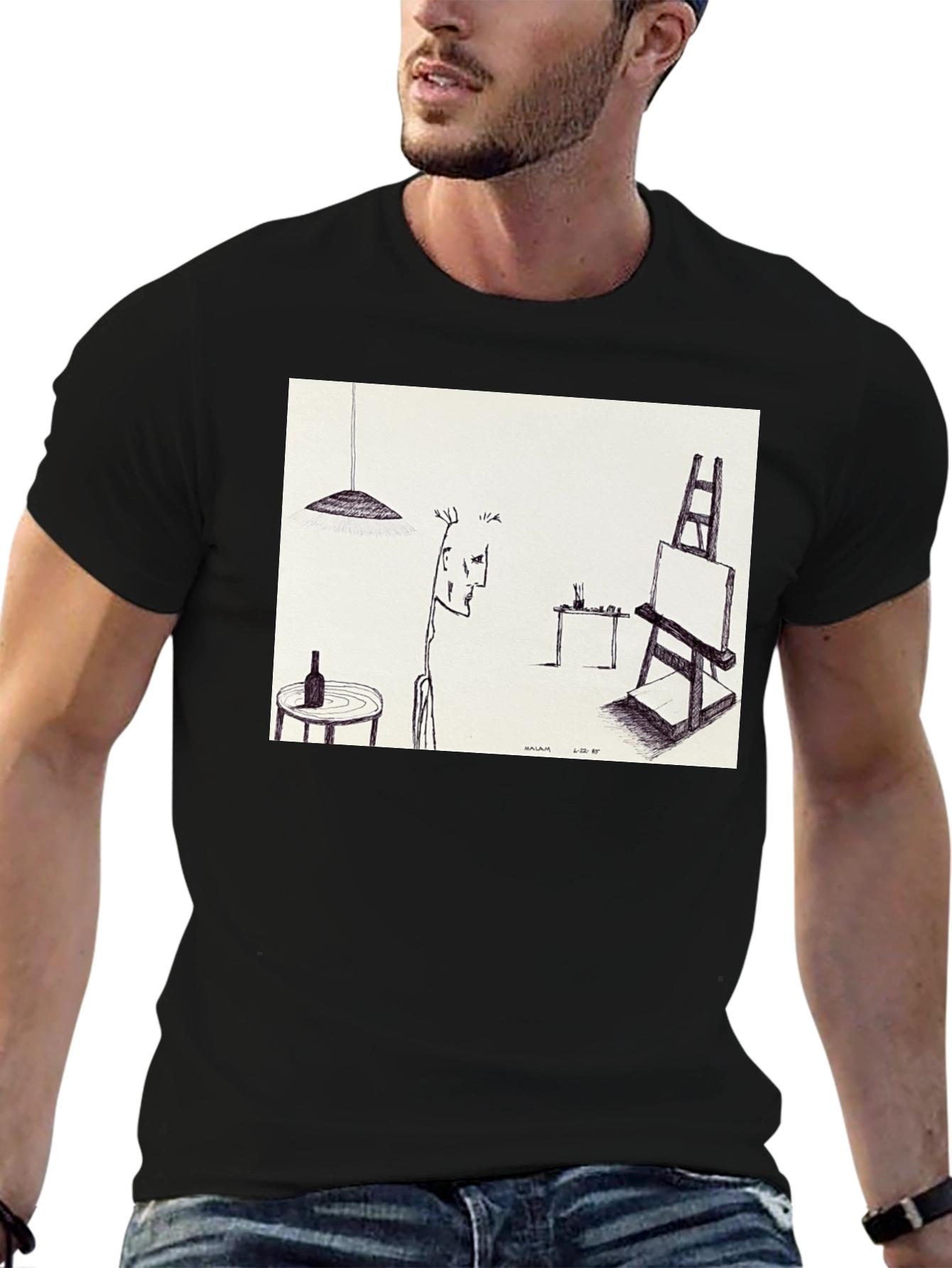 Black Abstract Art Black T-Shirt view 6