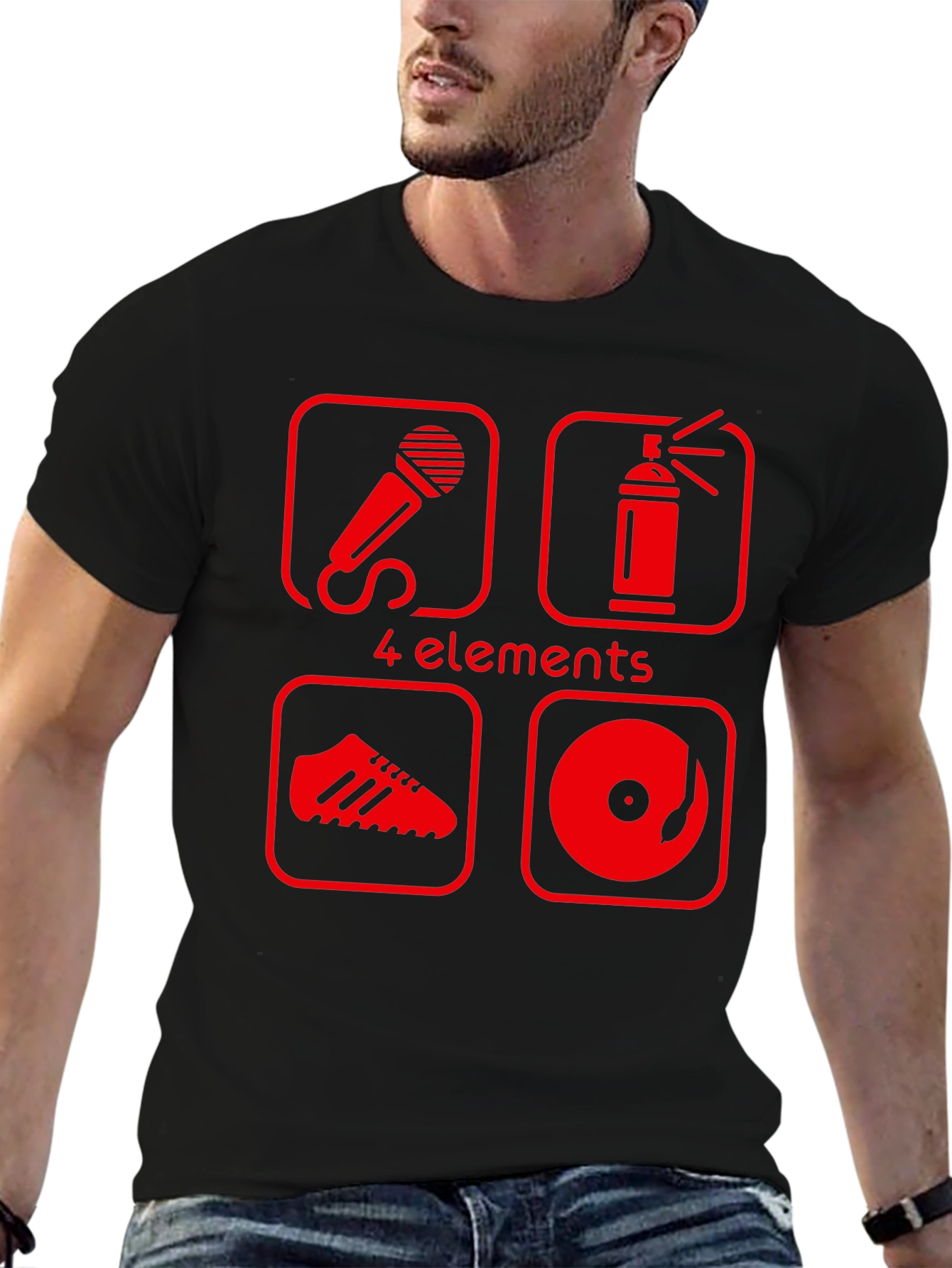 Black 4 Elements Hip Hop T-Shirt - Black view 6