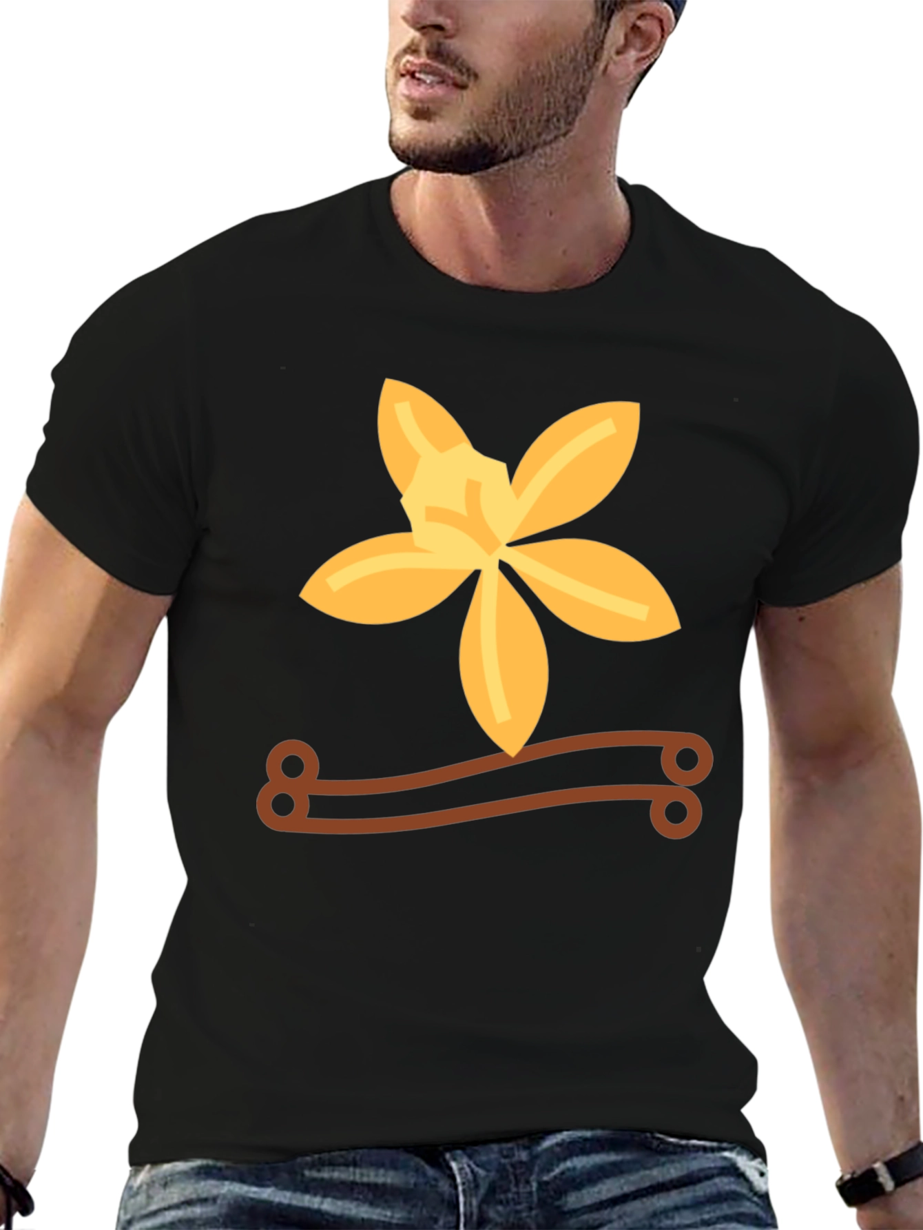 Black Vanilla Flower Black Graphic Tee view 6