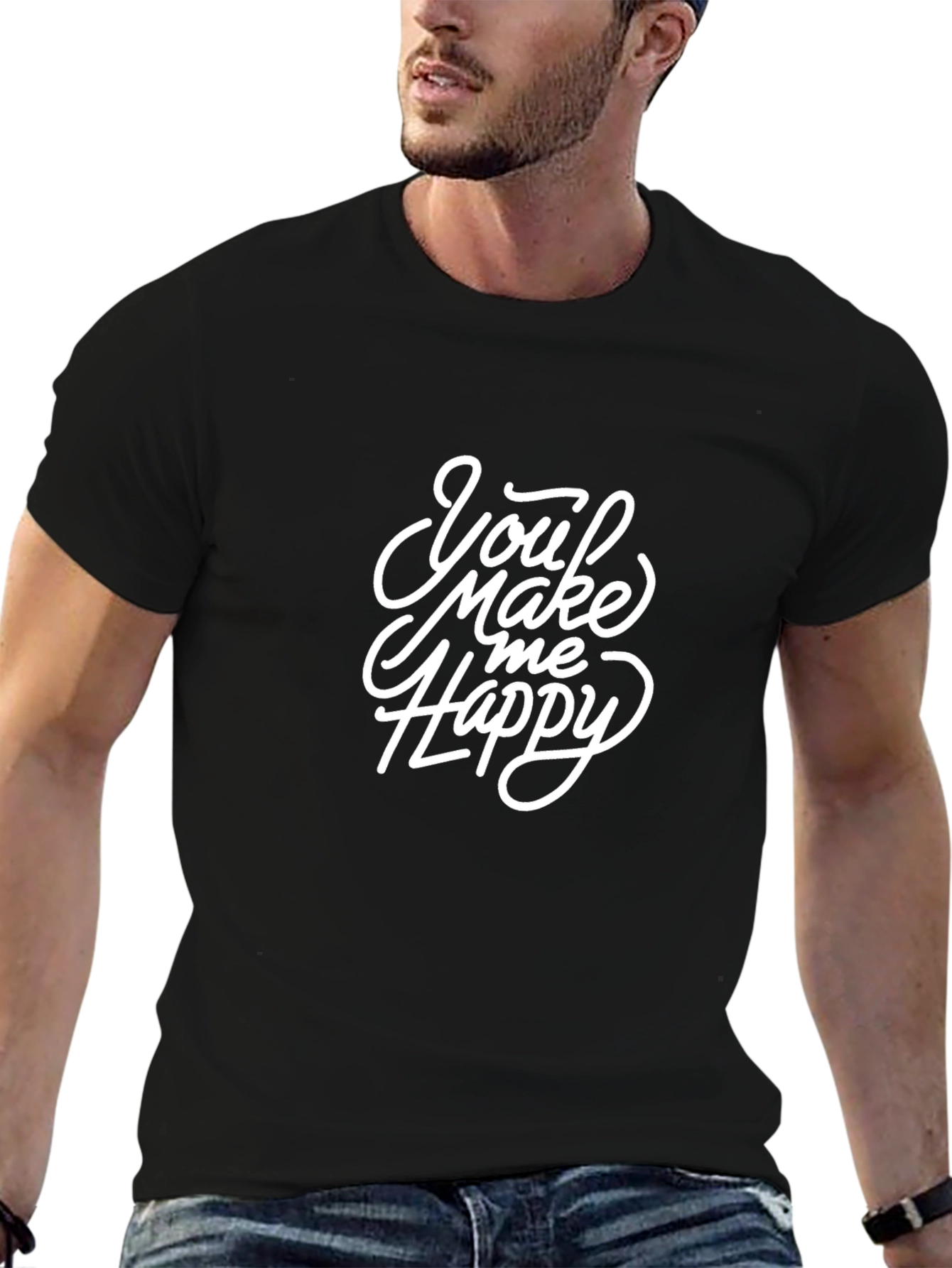 Black You Make Me Happy Black Graphic Tee view 6